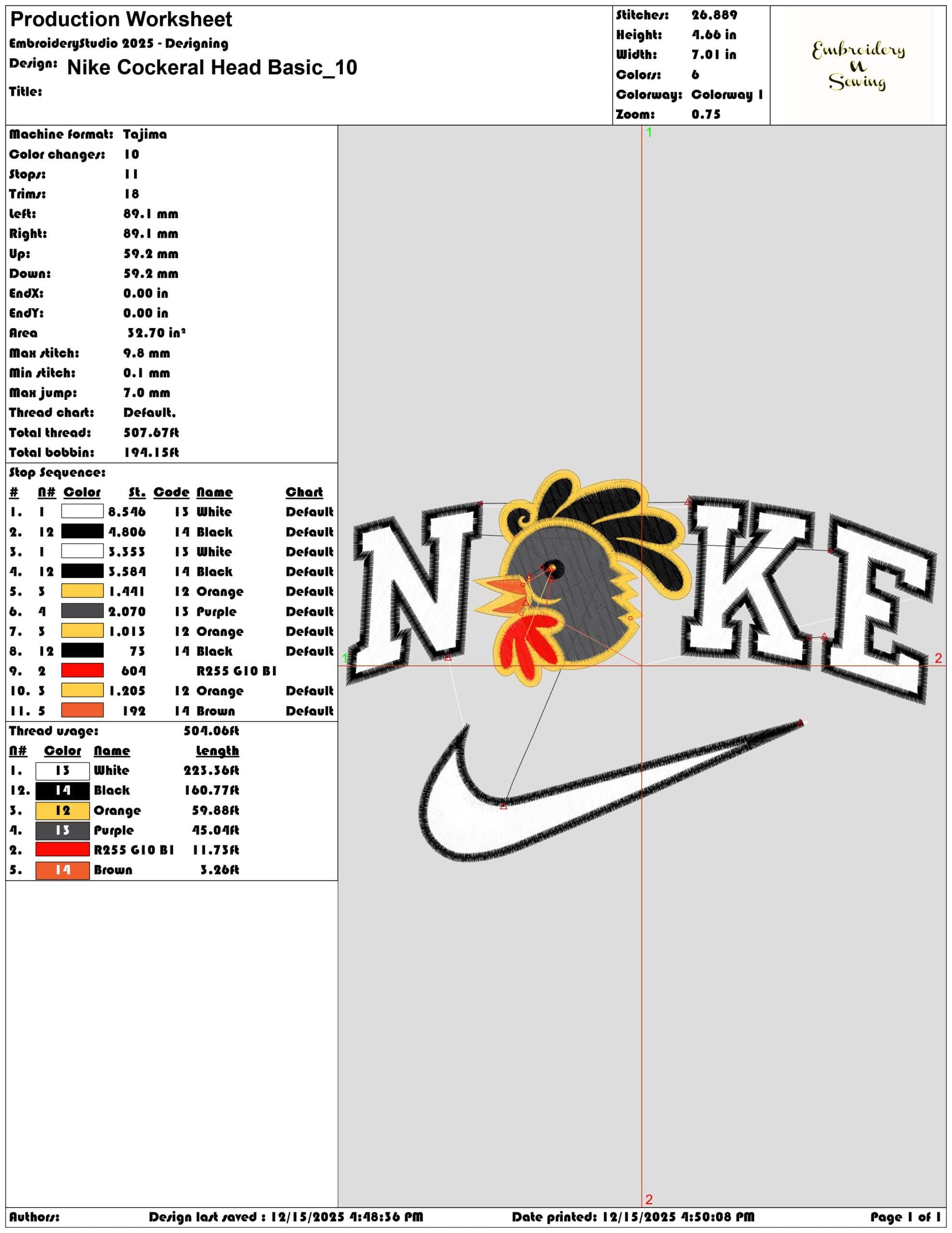 Nike Cockeral Head Basic- Elegant embroidery design file - instant download — view 3