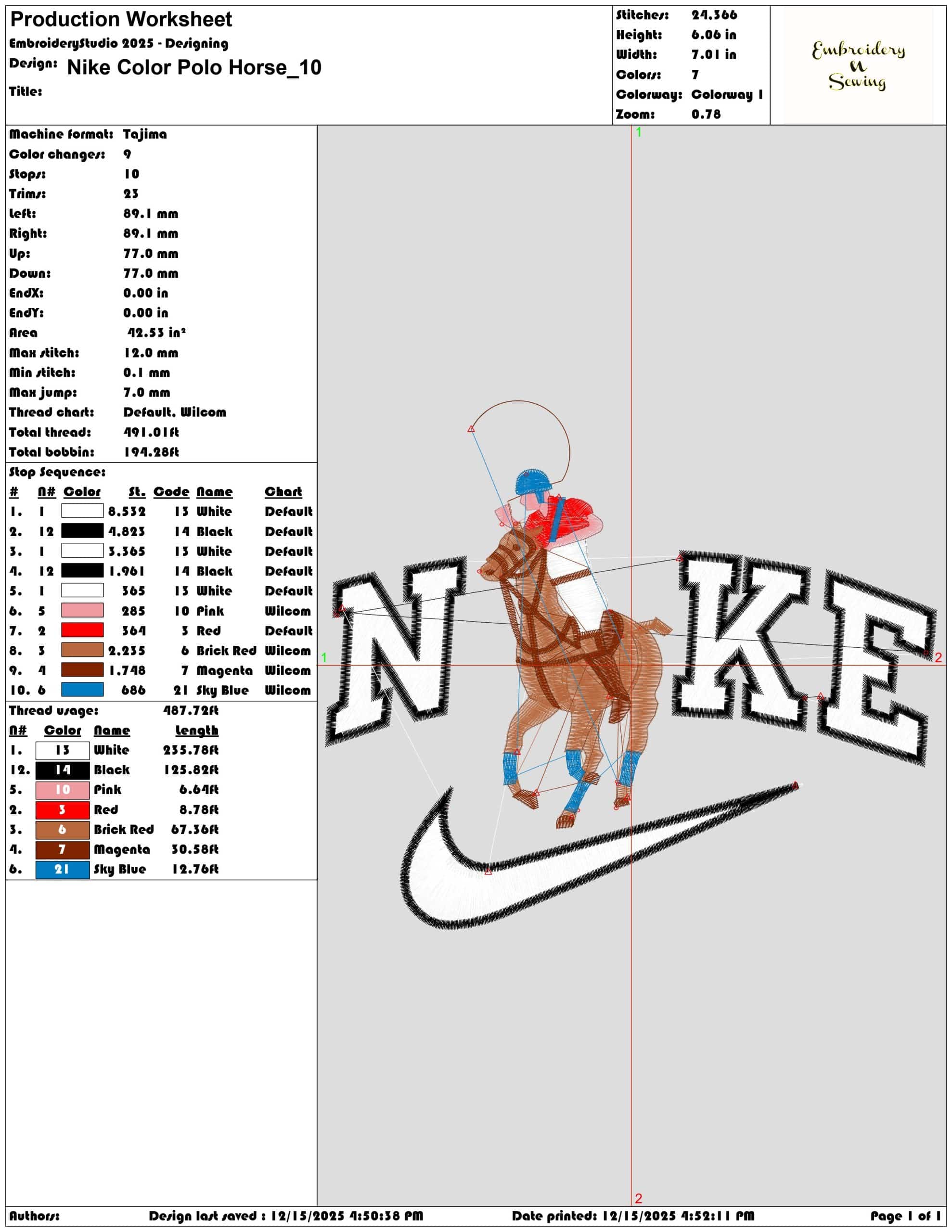 Nike Color Polo Horse- Elegant embroidery design file - instant download — view 3