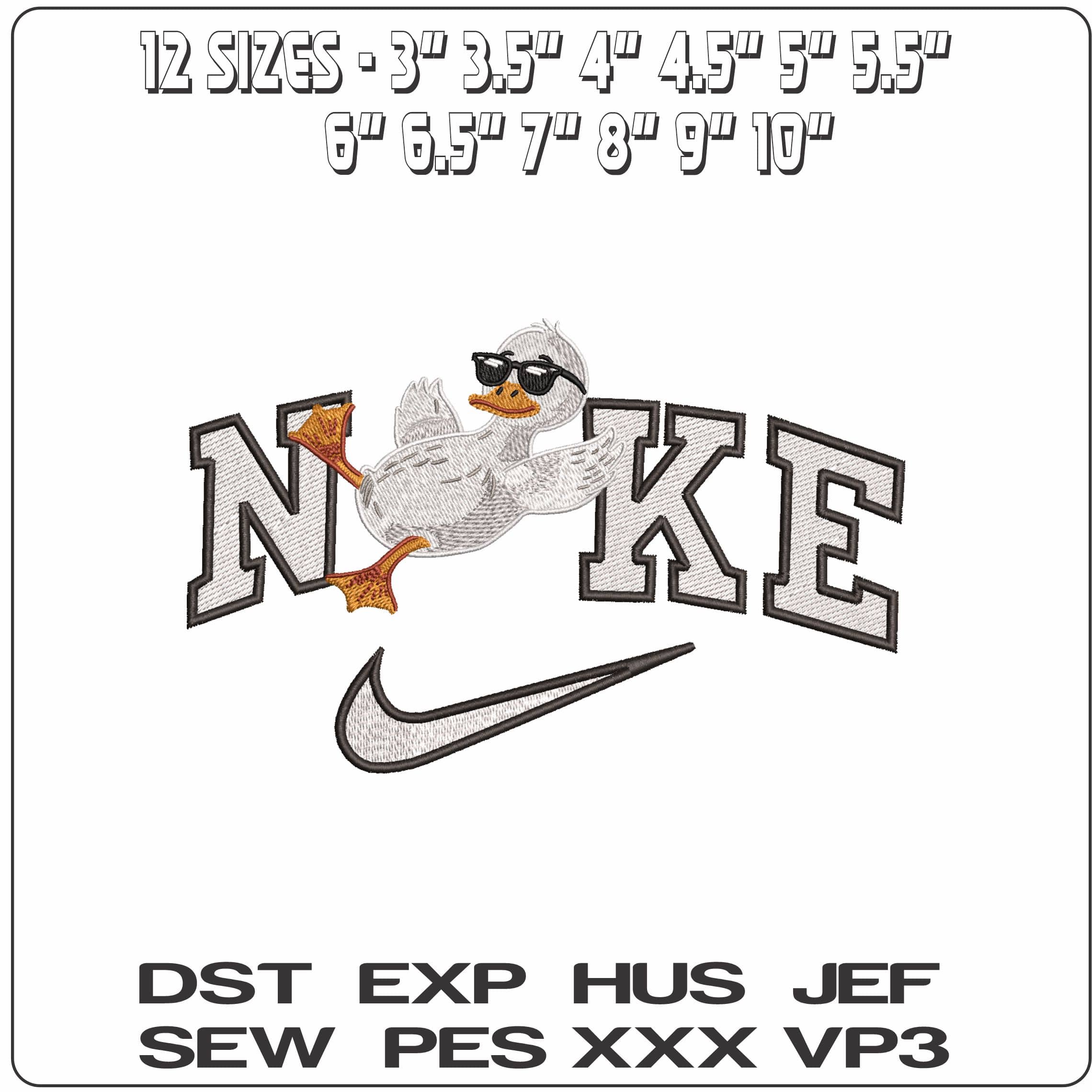 Nike Cool Duck Chilling- Elegant embroidery design file - instant download — view 2
