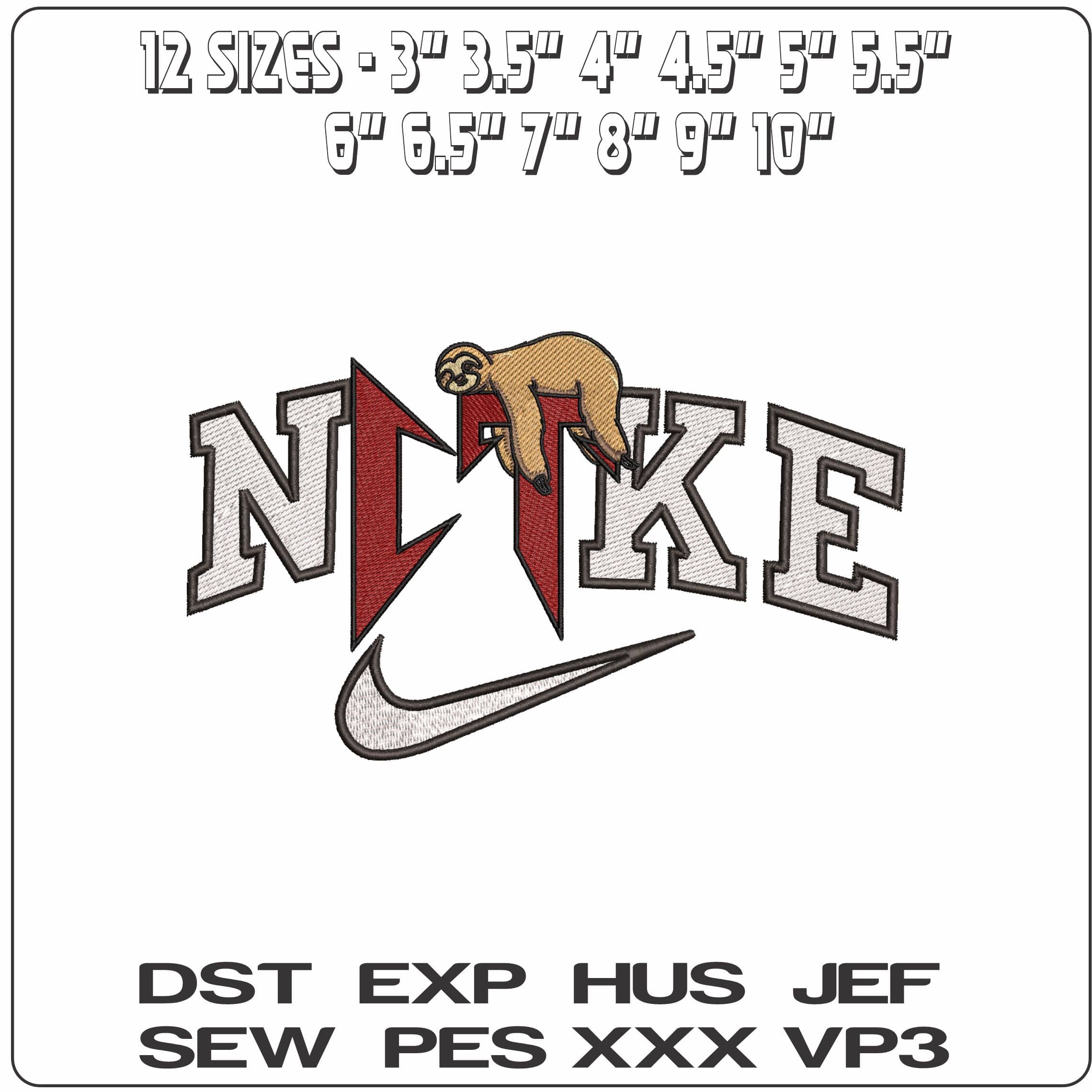 Nike Corridos Tumbados Perezoso- Elegant embroidery design file - instant download — view 2