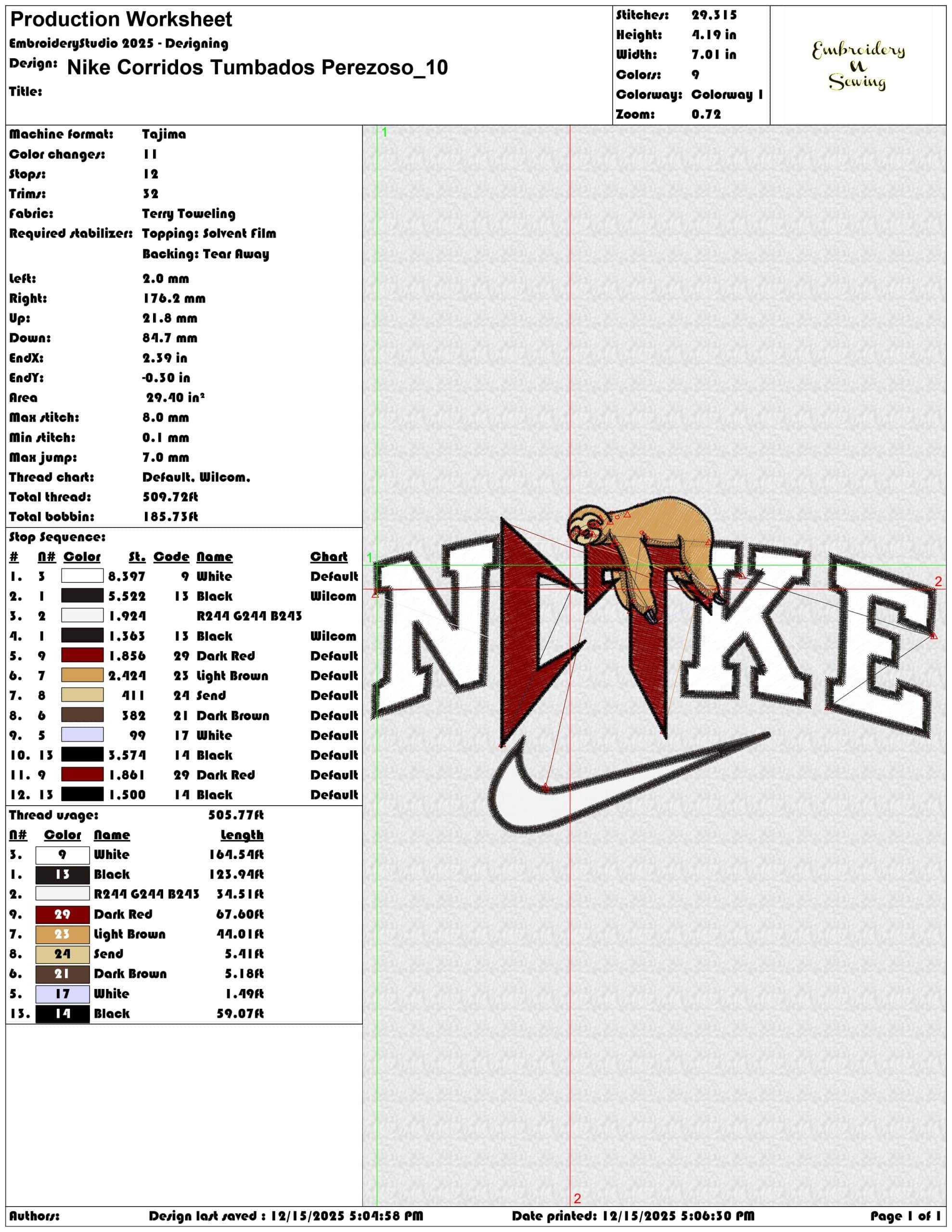 Nike Corridos Tumbados Perezoso- Elegant embroidery design file - instant download — view 3