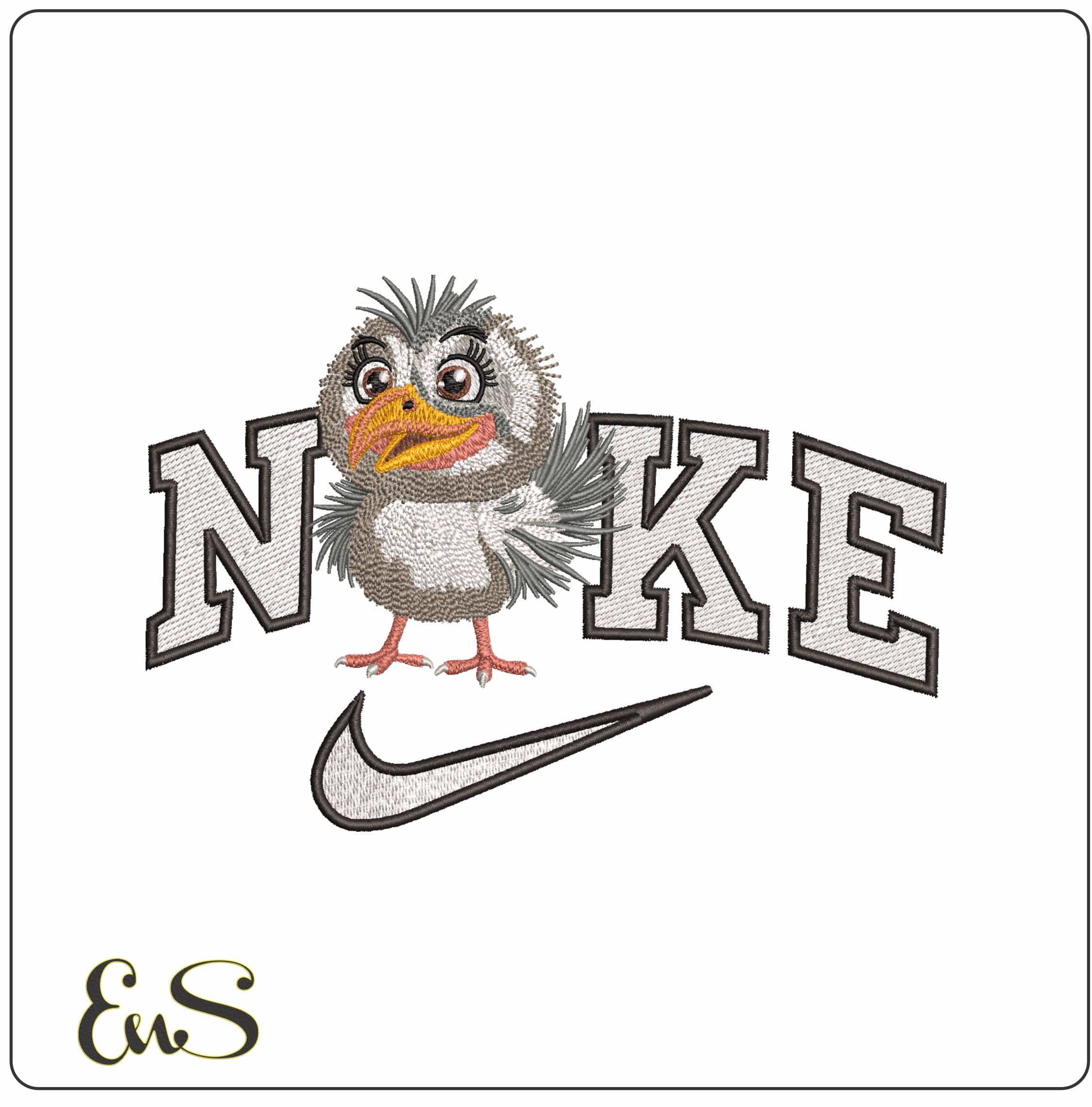Nike Crazy bird- Elegant embroidery design file - instant download