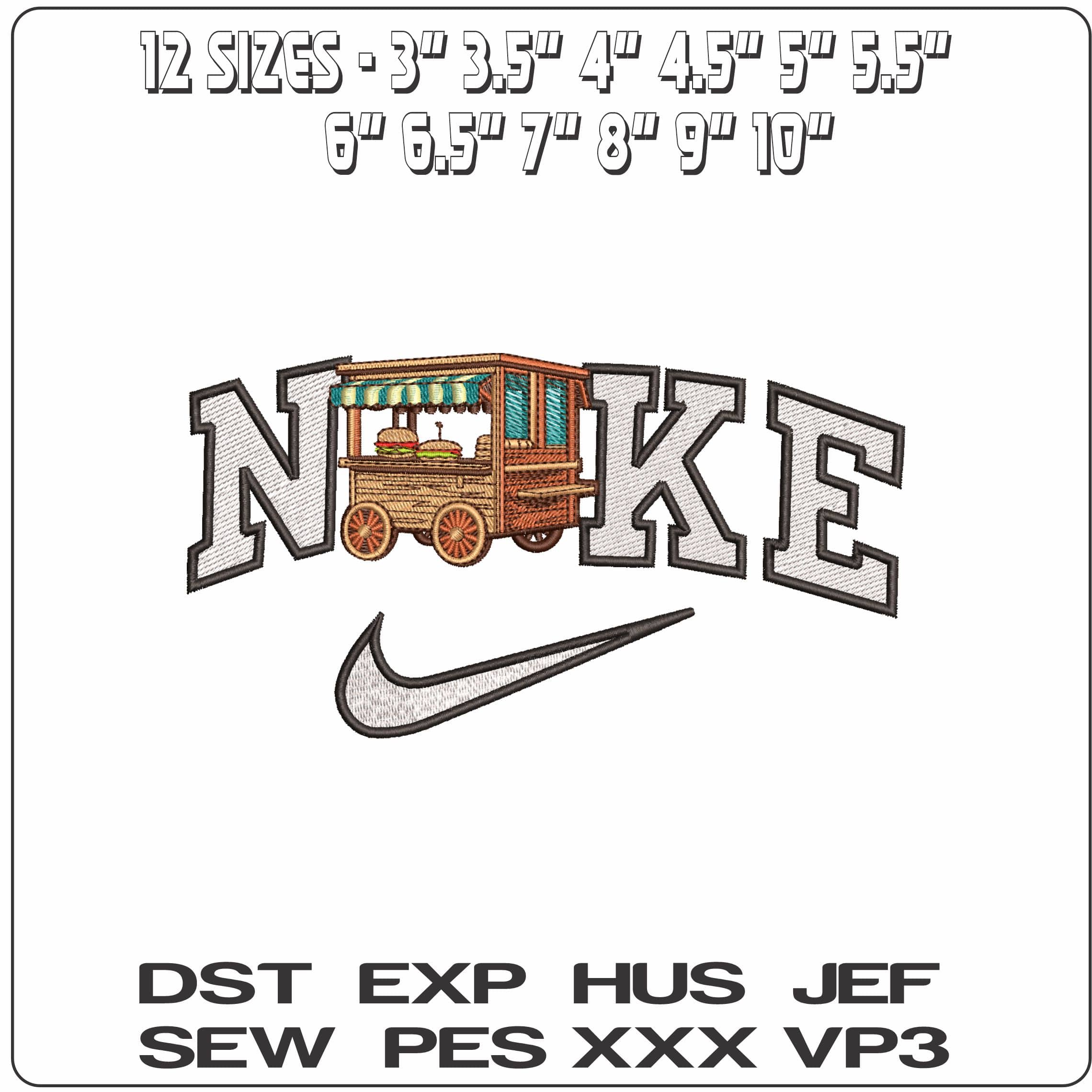 Nike Cuban Sandwich Truck- Elegant embroidery design file - instant download — view 2