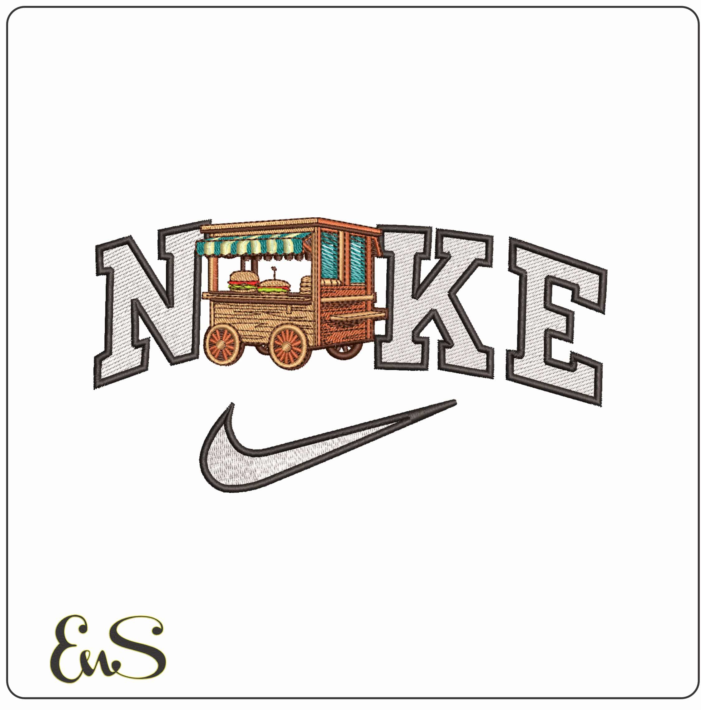 Nike Cuban Sandwich Truck- Elegant embroidery design file - instant download