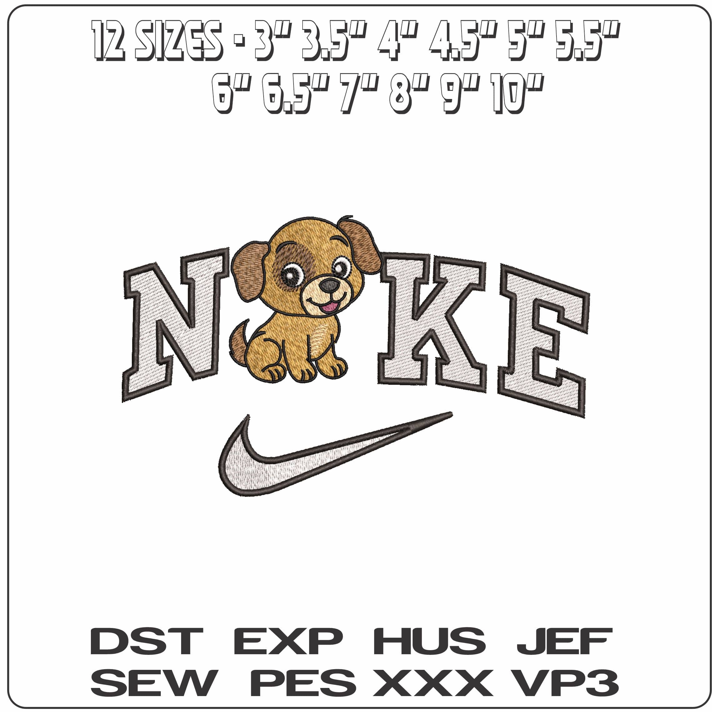 Nike Cute Puppy- Elegant embroidery design file - instant download — view 2