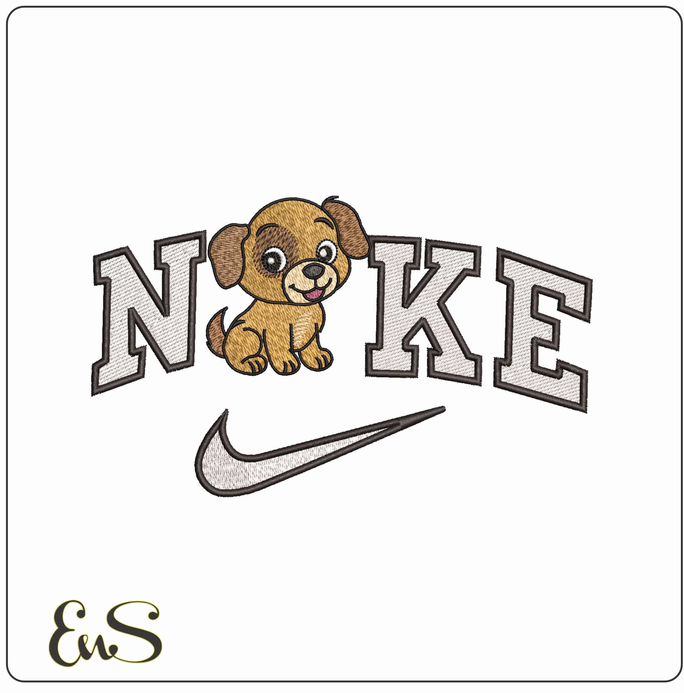 Nike Cute Puppy- Elegant embroidery design file - instant download
