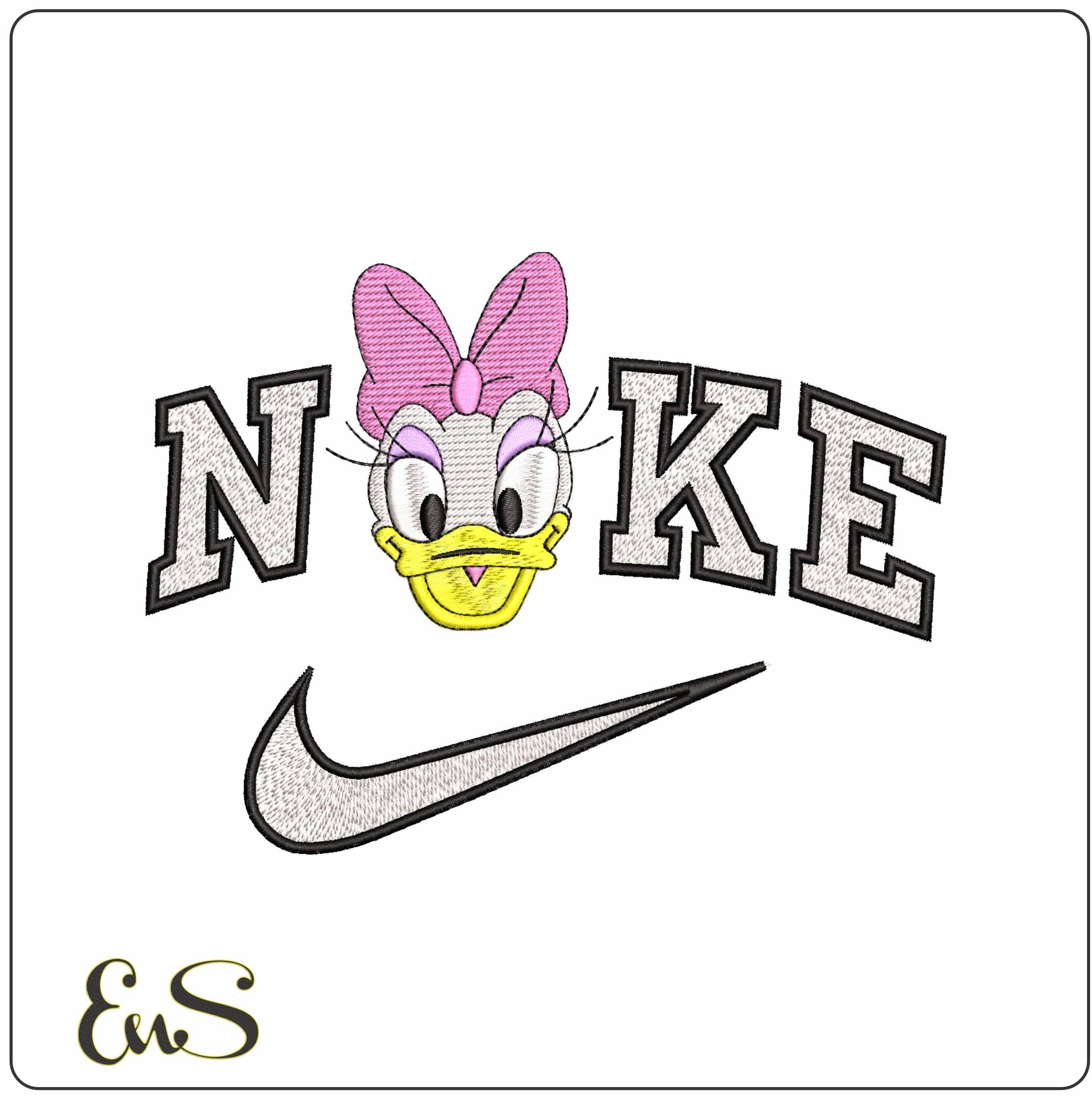 Nike Daisy Duck Head- Elegant embroidery design file - instant download