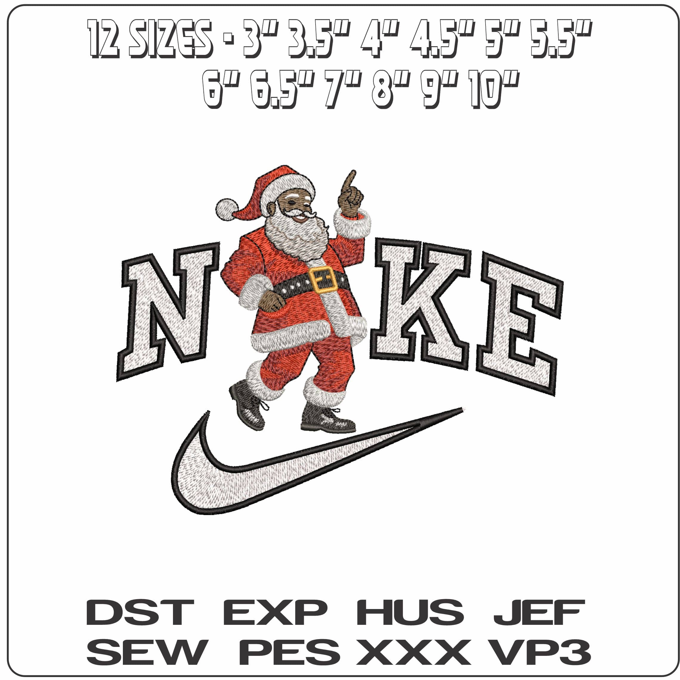 Nike Dancing Black Santa- Elegant embroidery design file - instant download — view 2