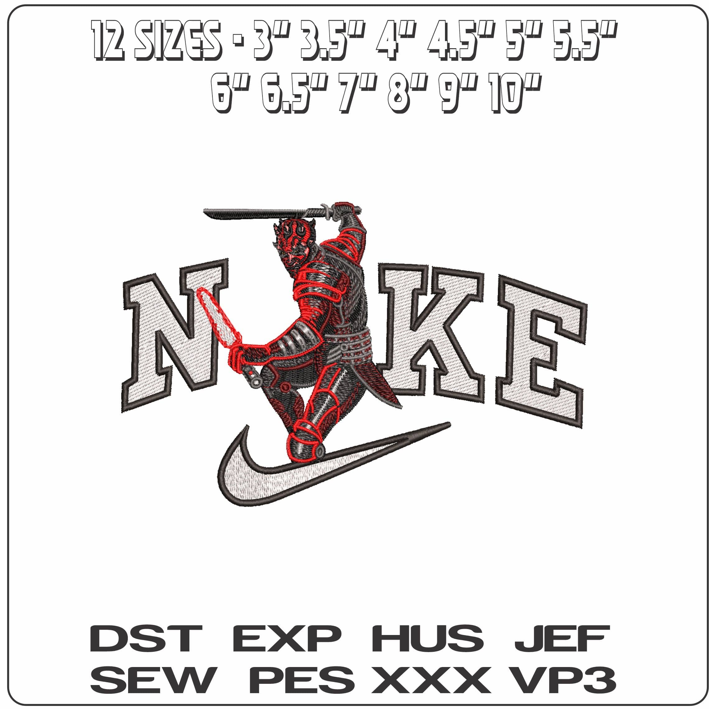 Nike Darth Maul Fighting Star Wars- Elegant embroidery design file - instant download — view 2