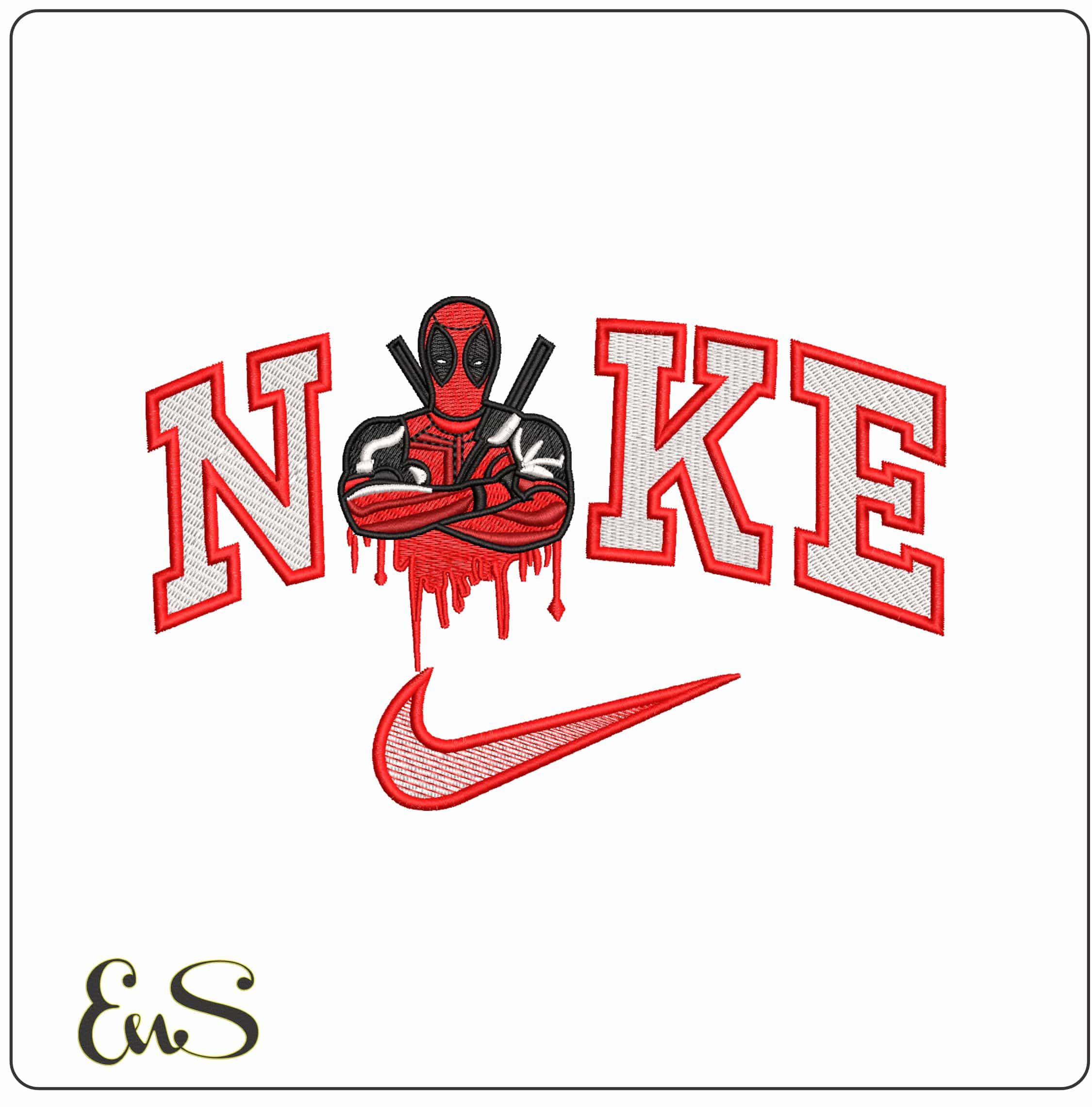 Nike Deadpool dripping- Elegant embroidery design file - instant download