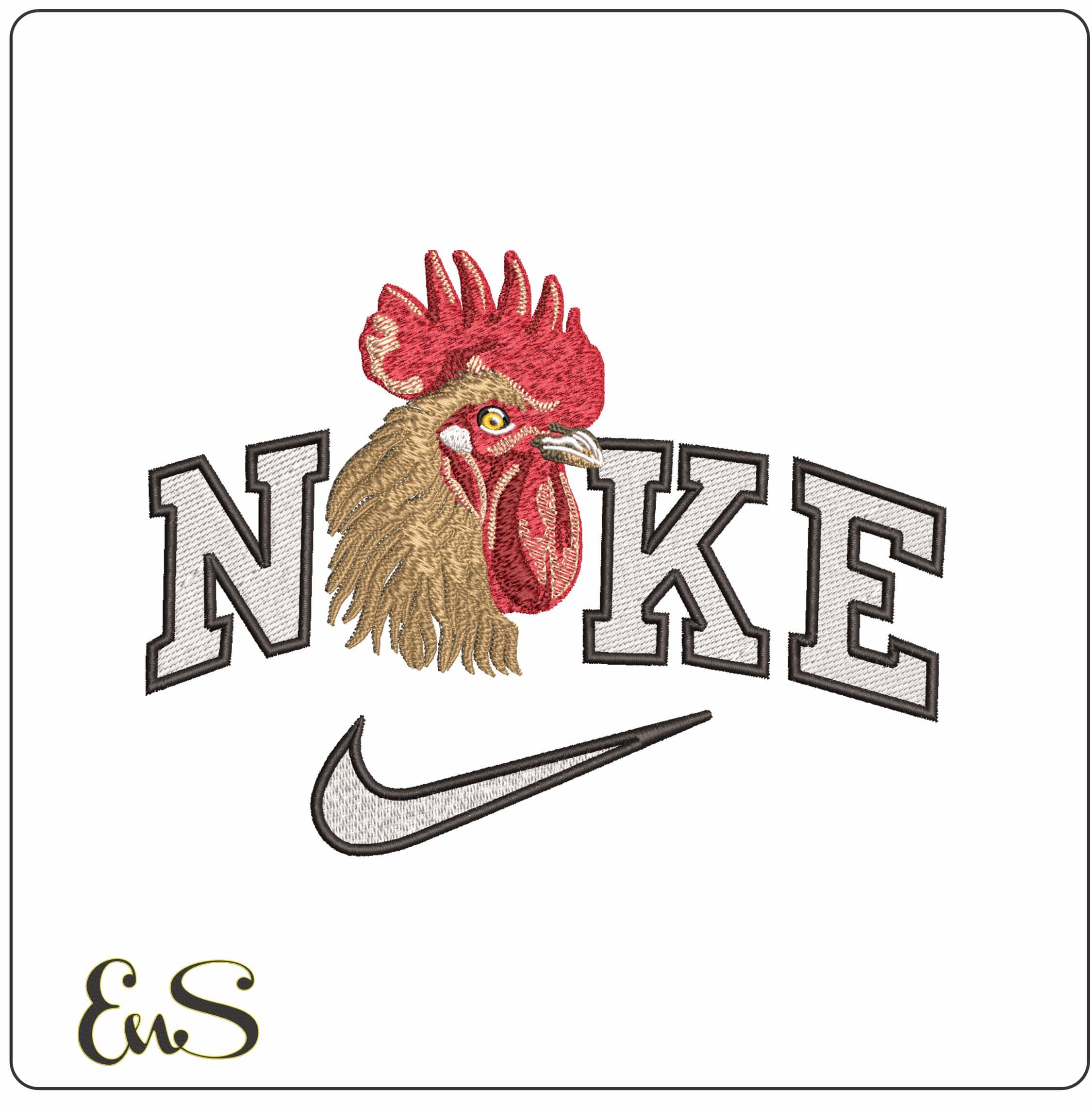 Nike Detailed Rooster Head - Elegant embroidery design file - instant download