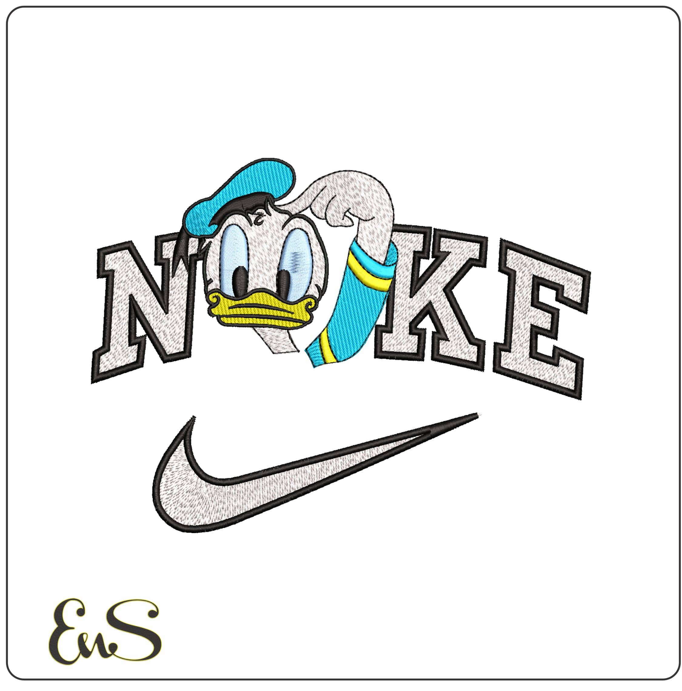 Nike Donald Duck head- Elegant embroidery design file - instant download