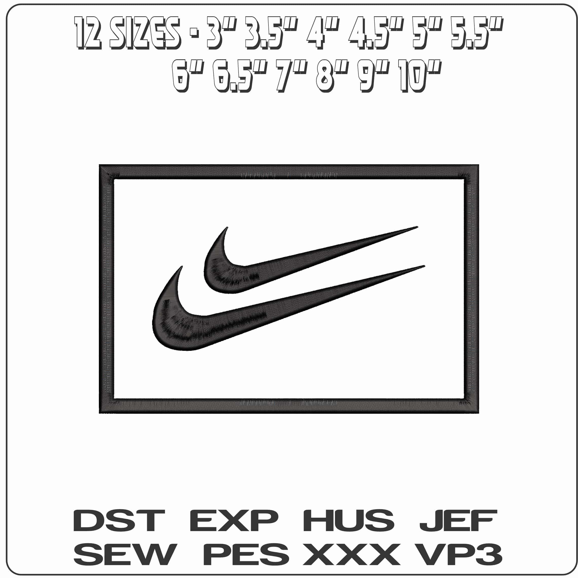 Nike Double Swoosh- Elegant embroidery design file - instant download — view 2