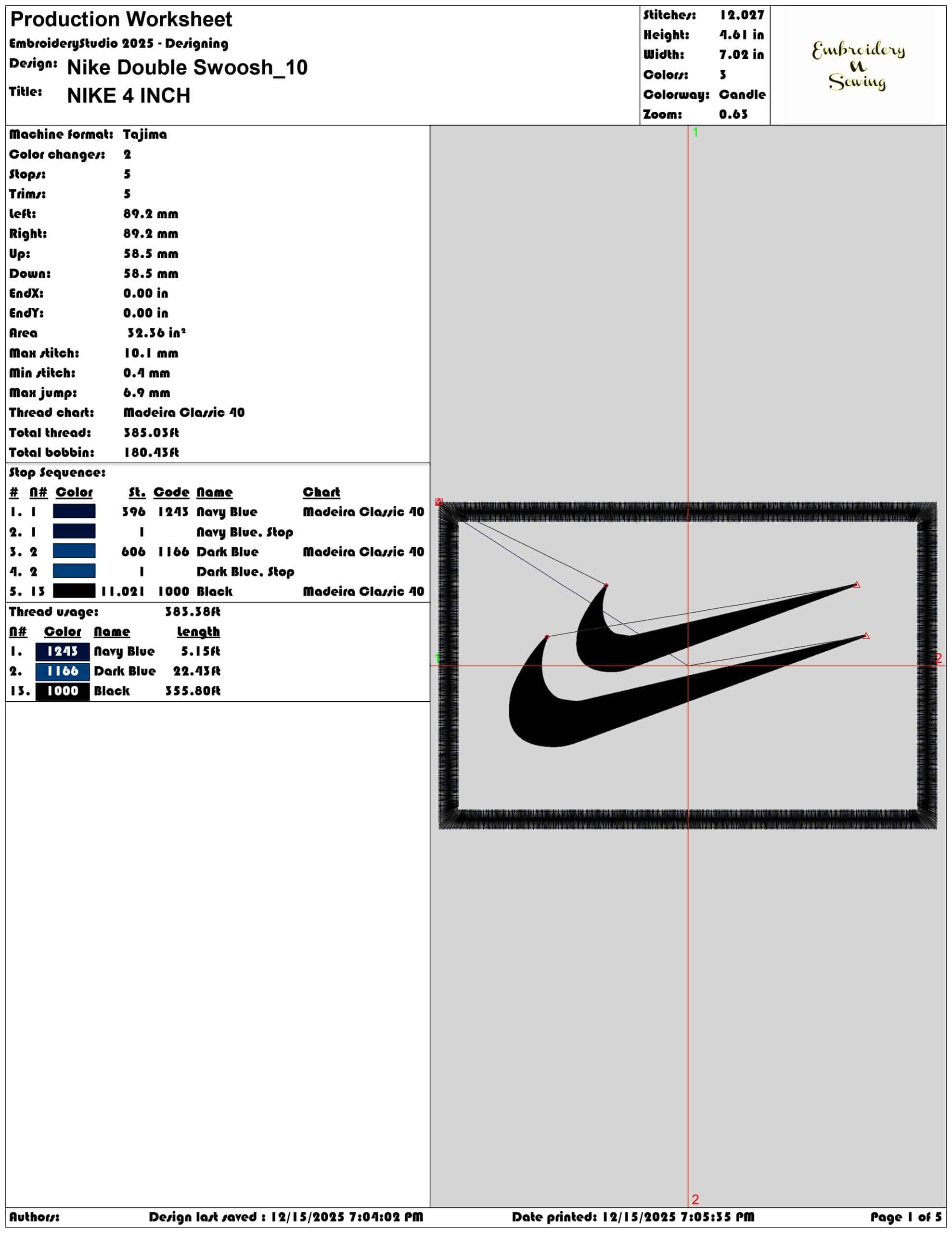 Nike Double Swoosh- Elegant embroidery design file - instant download — view 3