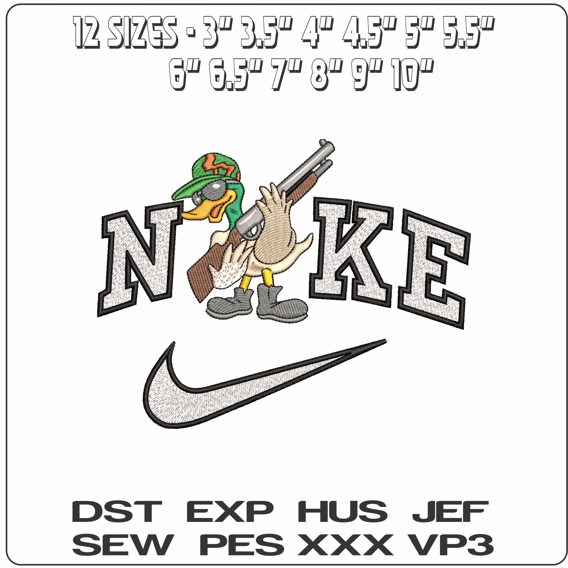 Nike Duck with Gun- Elegant embroidery design file - instant download — view 2