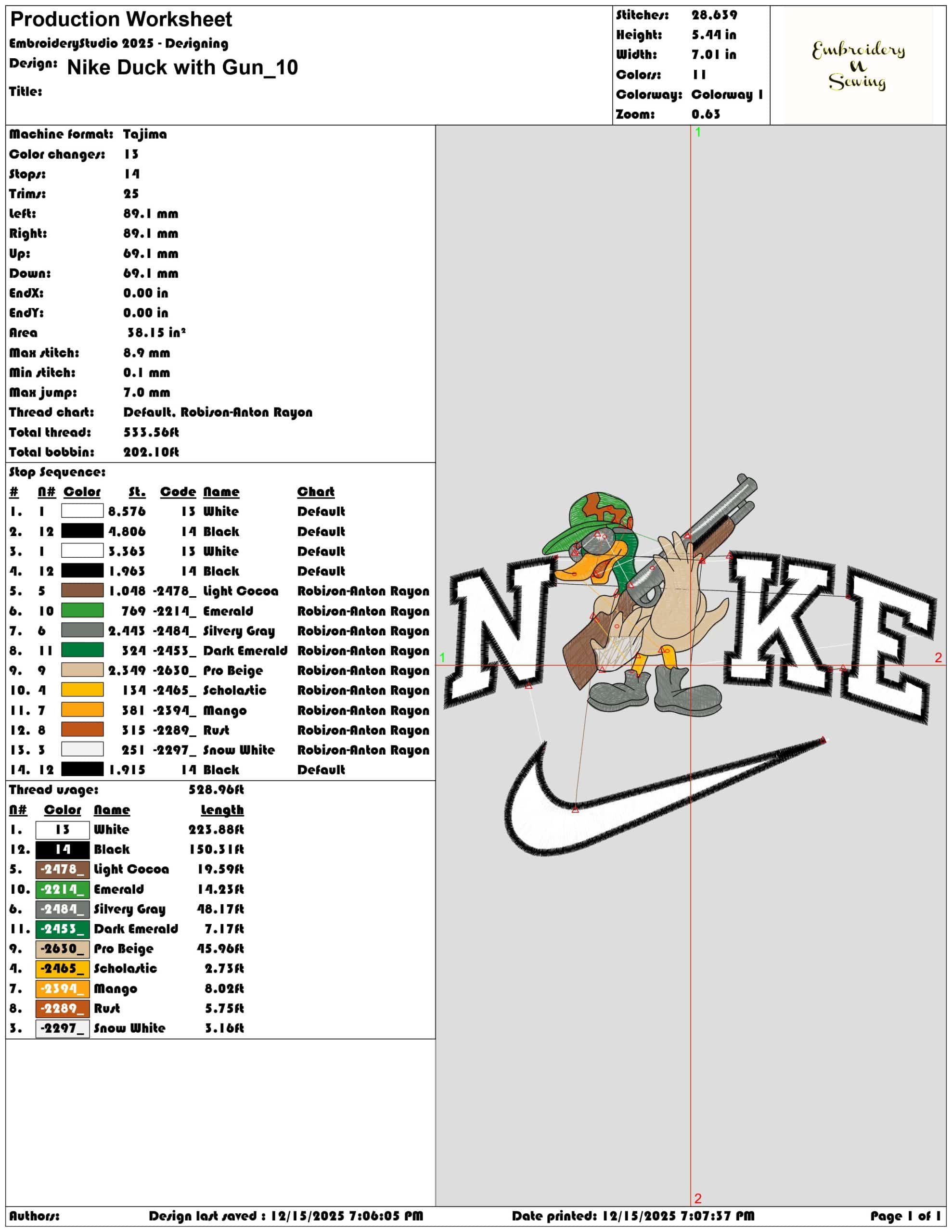 Nike Duck with Gun- Elegant embroidery design file - instant download — view 3