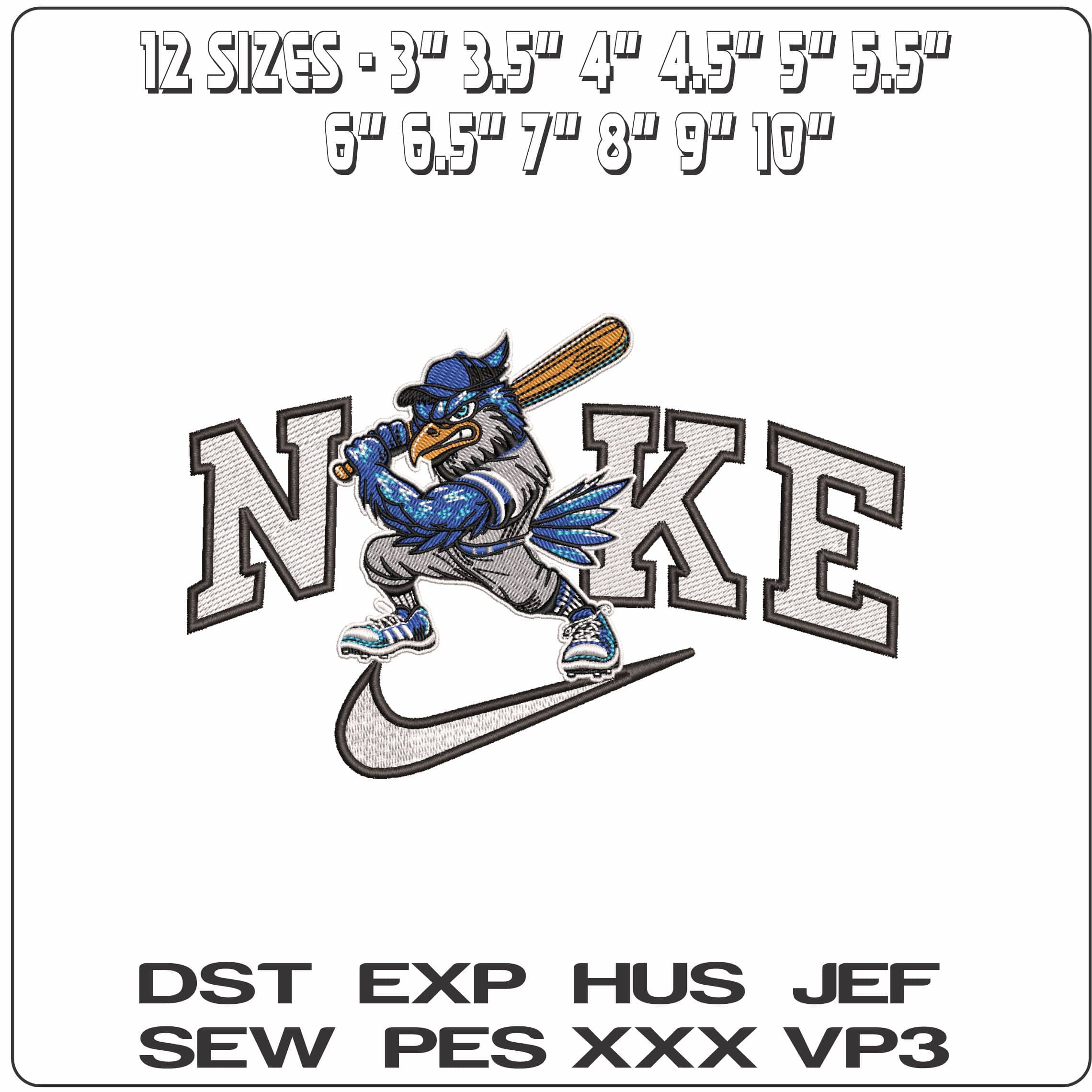 Nike Eagle Hitter baseball- Elegant embroidery design file - instant download — view 2