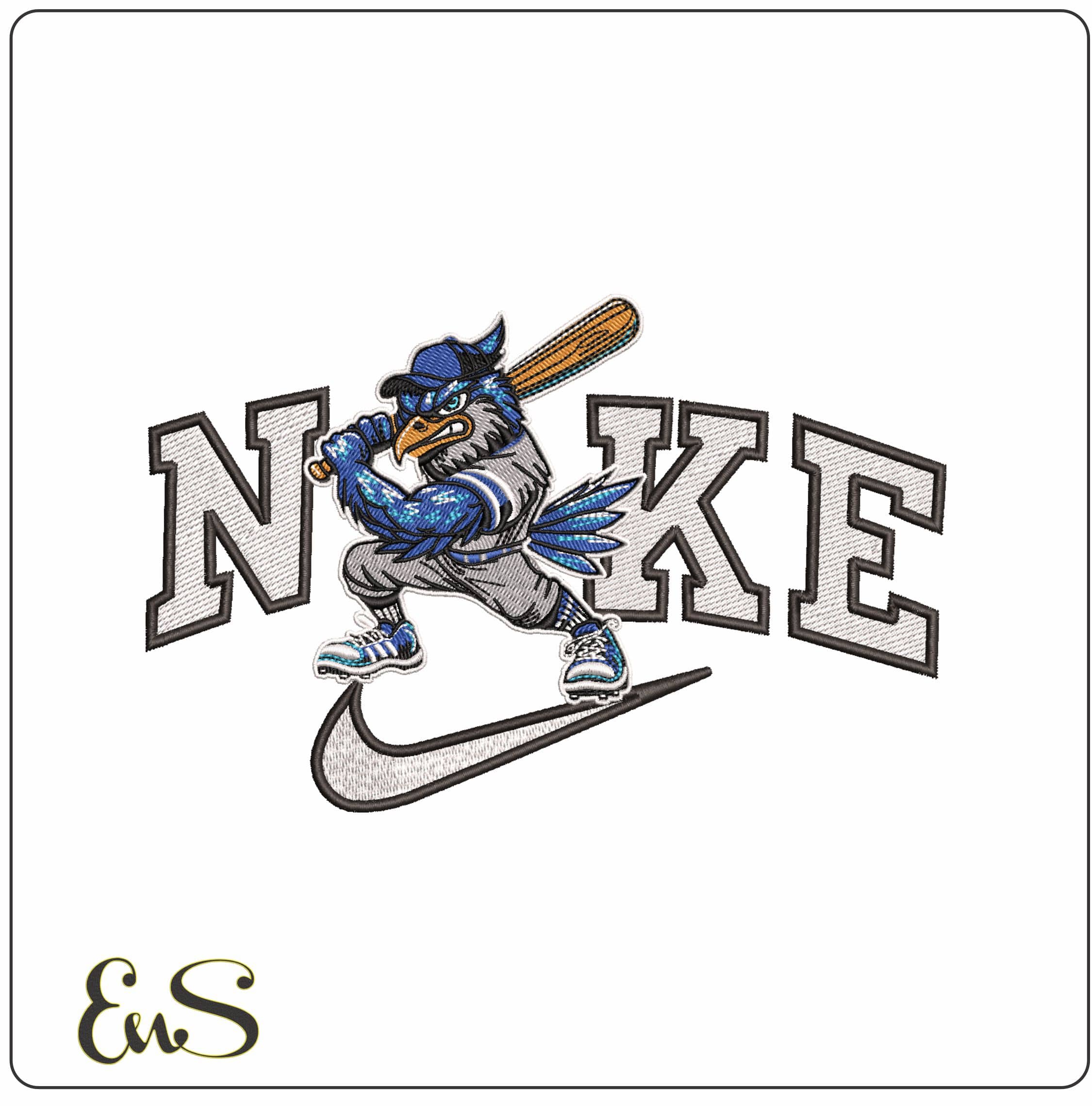 Nike Eagle Hitter baseball- Elegant embroidery design file - instant download