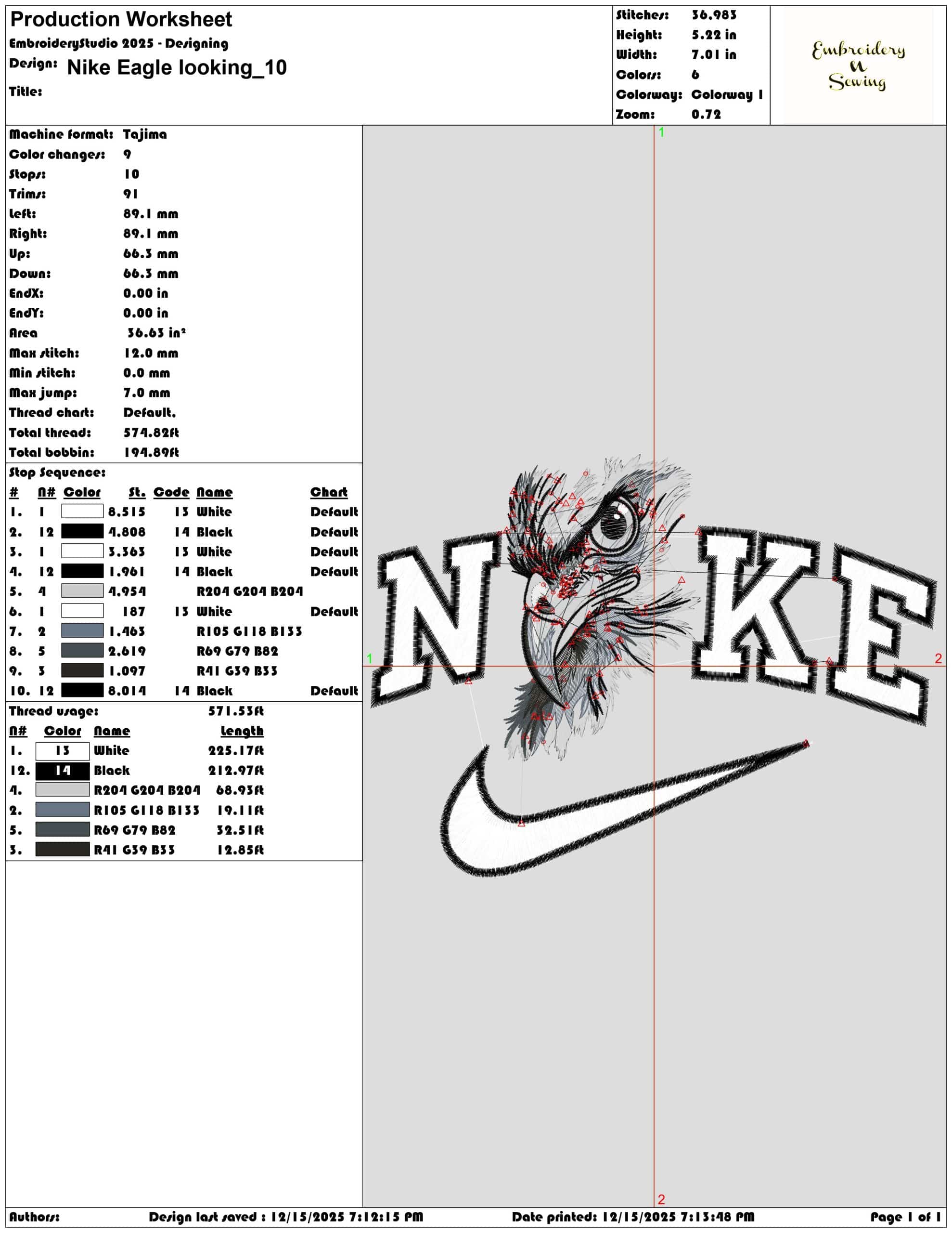 Nike Eagle looking- Elegant embroidery design file - instant download — view 3