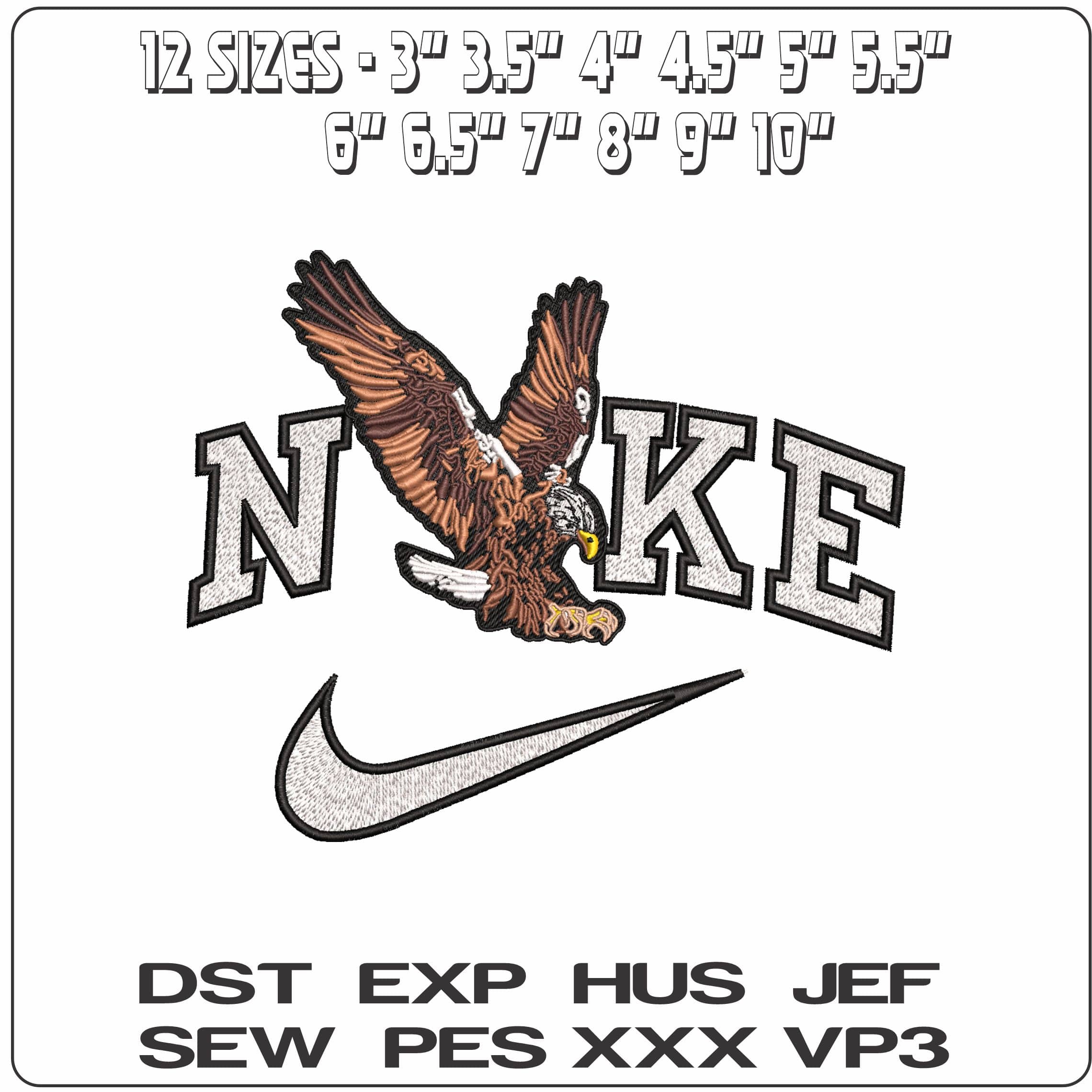 Nike Eagle Swooping- Elegant embroidery design file - instant download — view 2