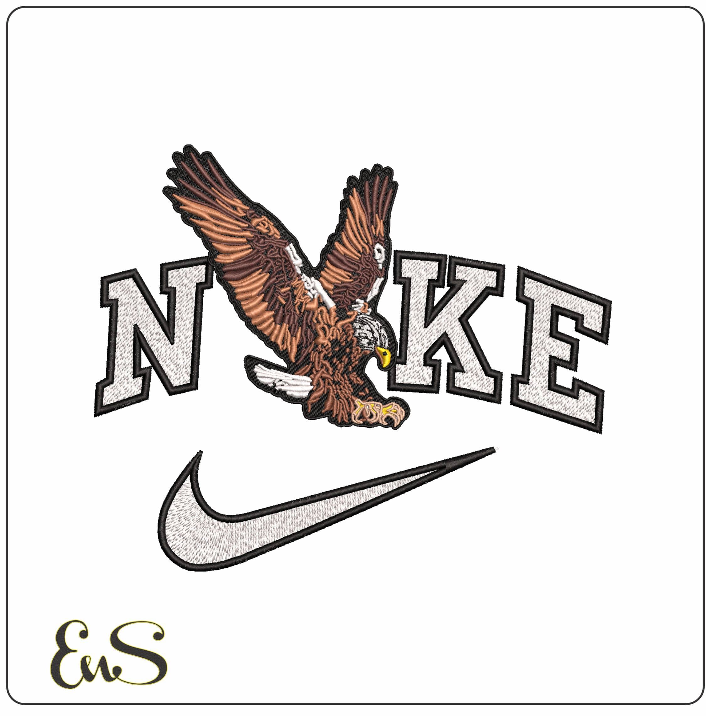 Nike Eagle Swooping- Elegant embroidery design file - instant download