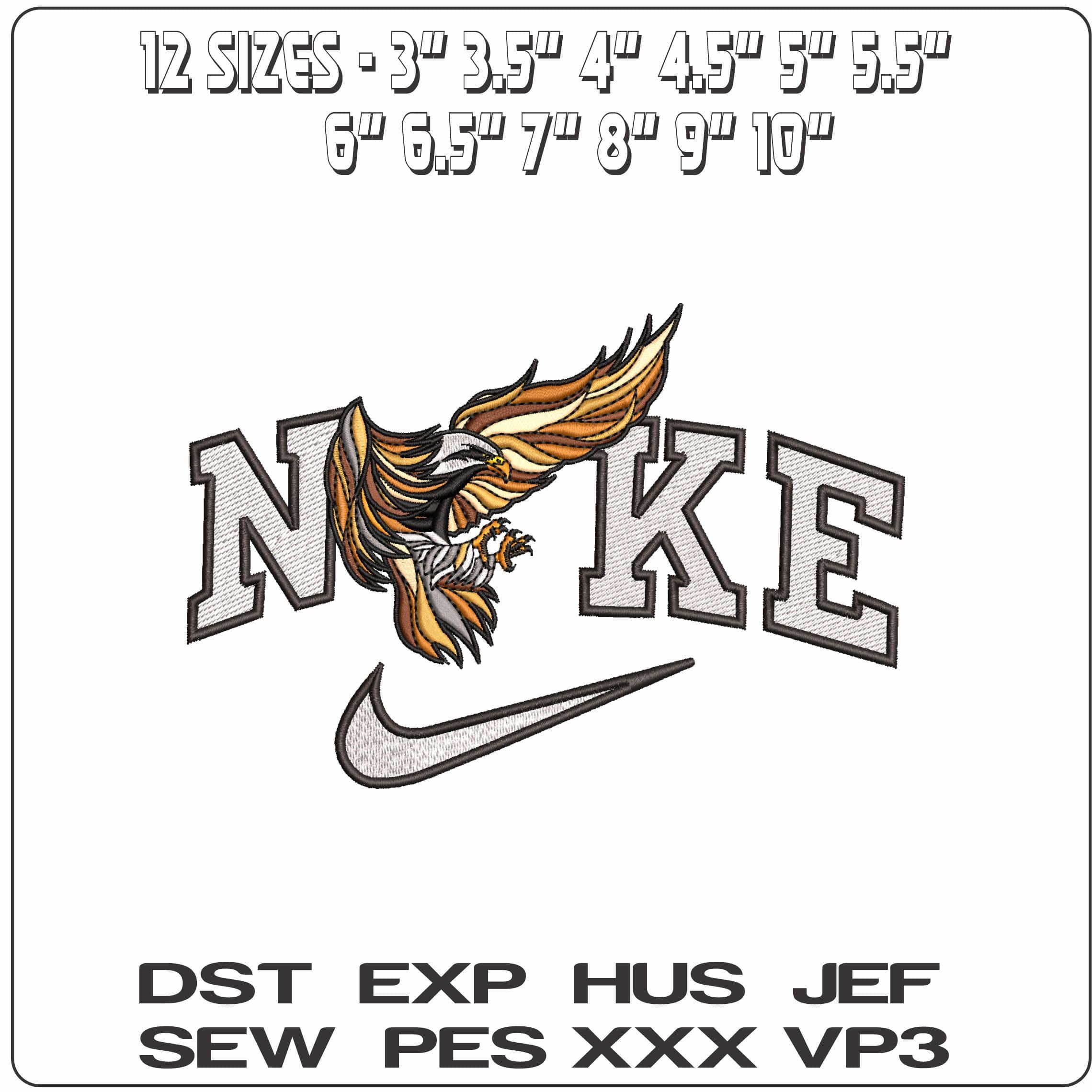 Nike Eagle Swooping (2)- Elegant embroidery design file - instant download — view 2