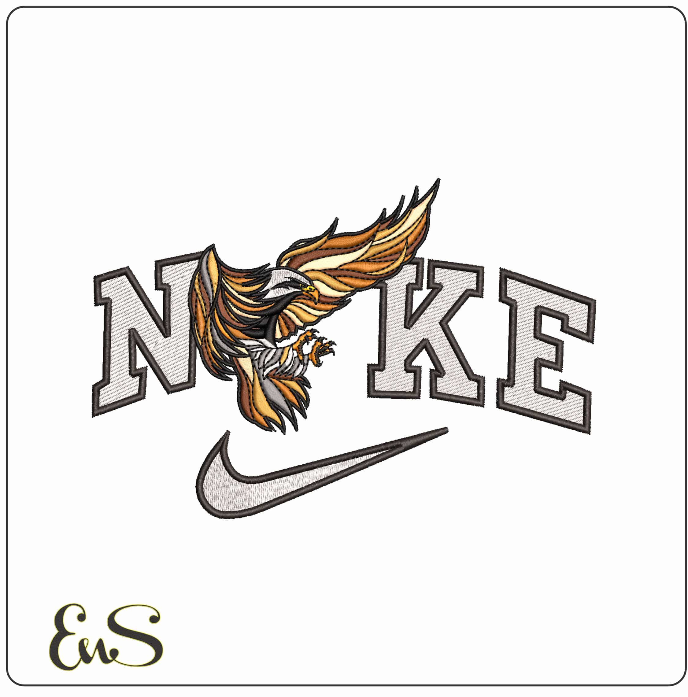 Nike Eagle Swooping (2)- Elegant embroidery design file - instant download