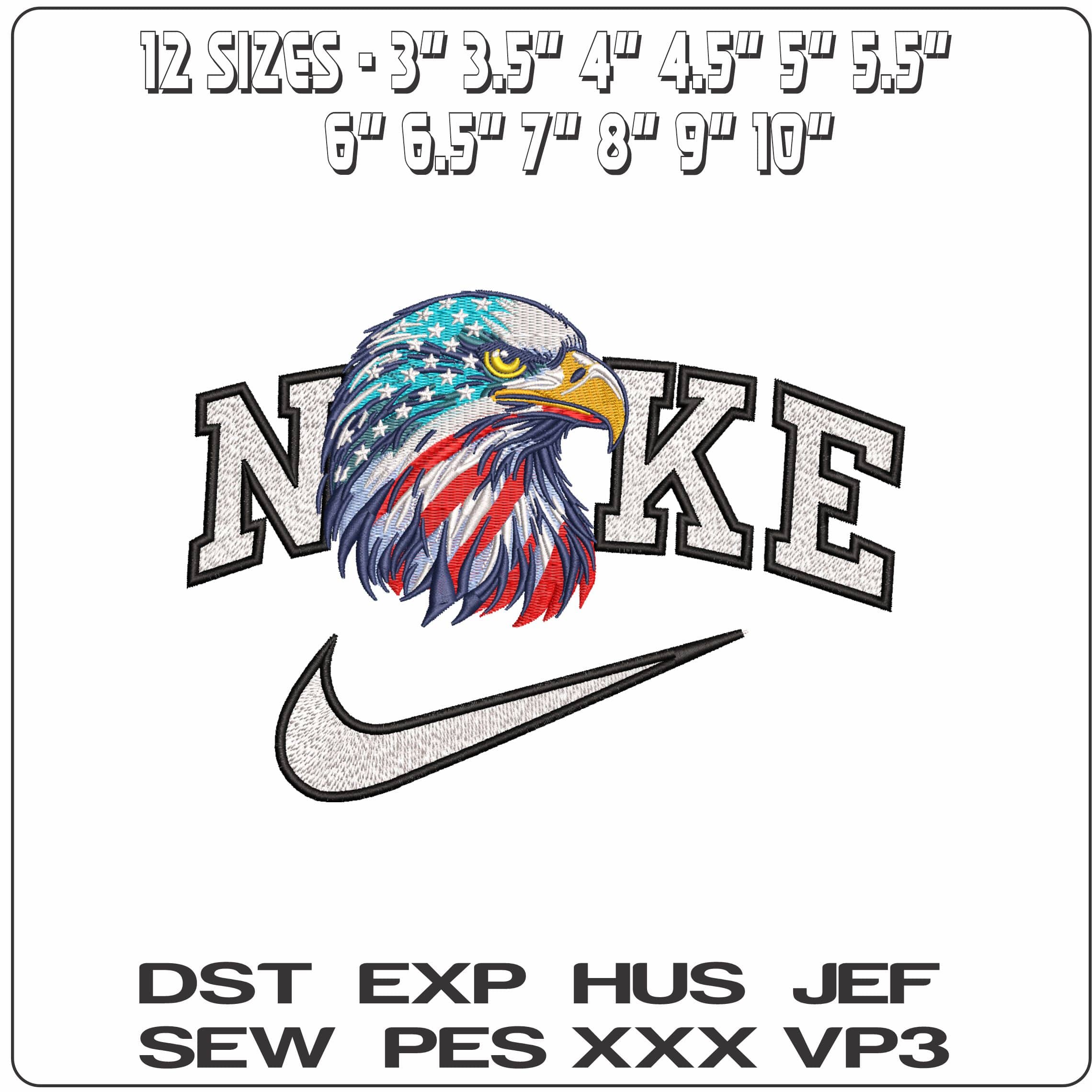Nike Eagle USA Flag- Elegant embroidery design file - instant download — view 2