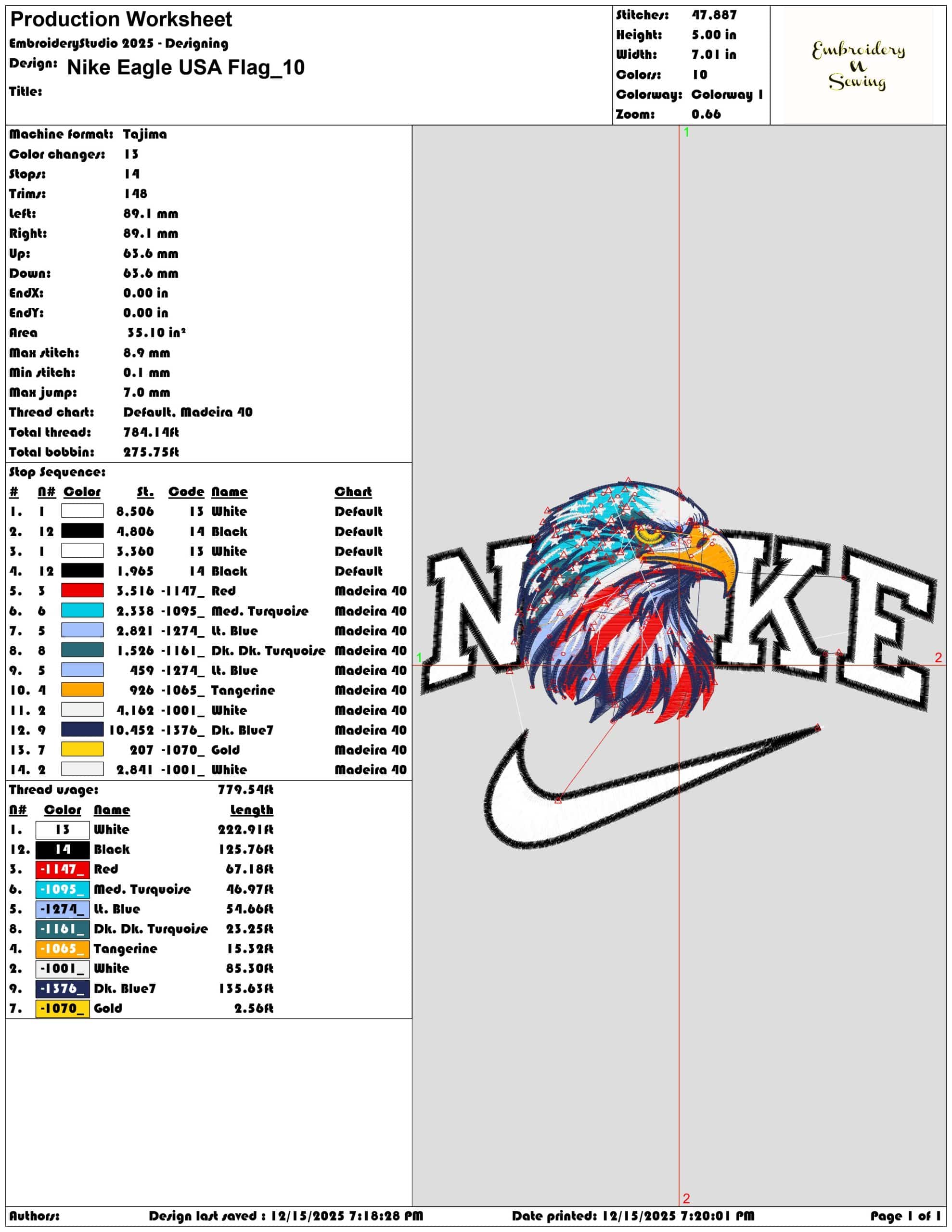 Nike Eagle USA Flag- Elegant embroidery design file - instant download — view 3