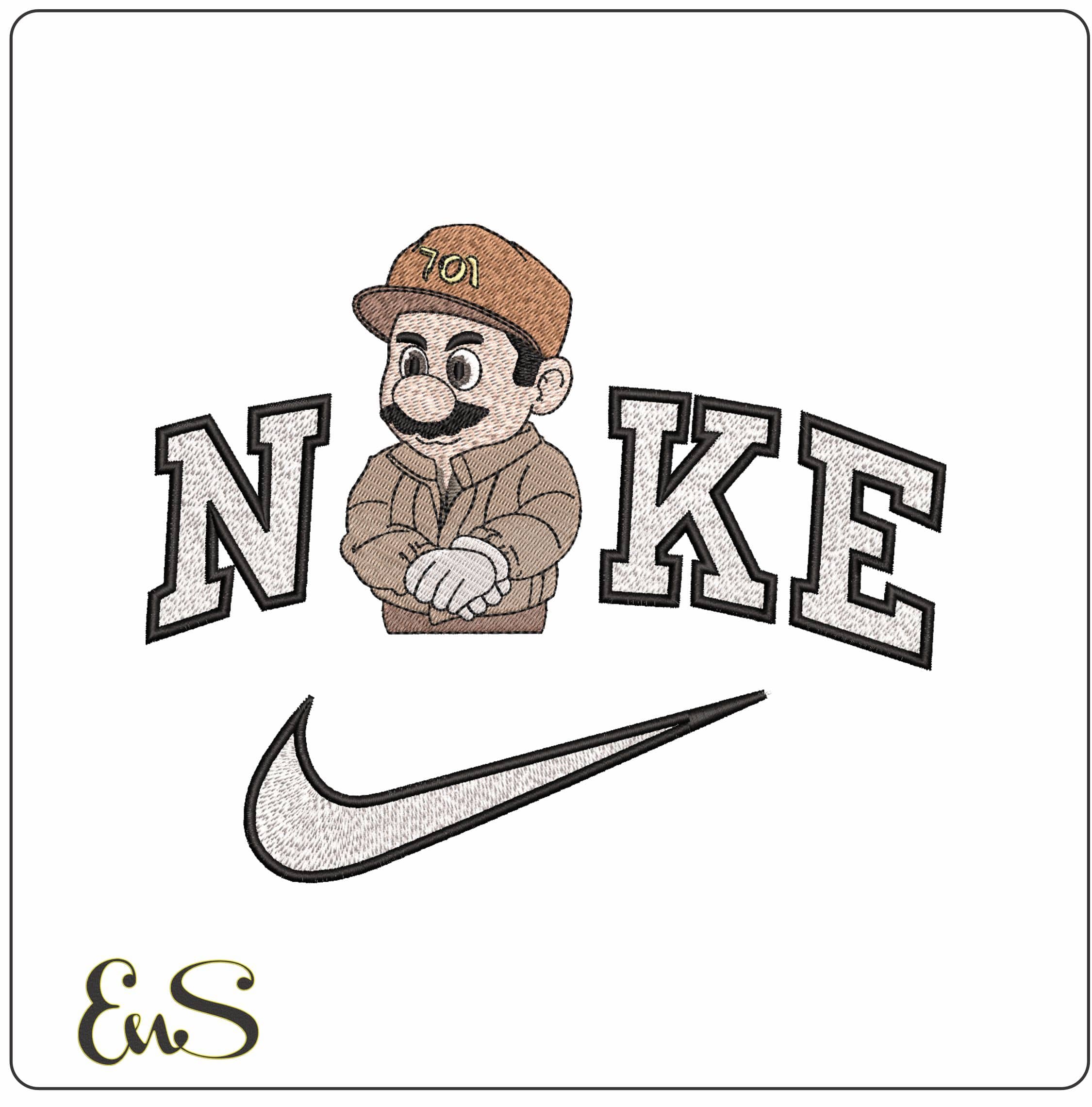 Nike El Chapo 701 as Super Mario- Elegant embroidery design file - instant download