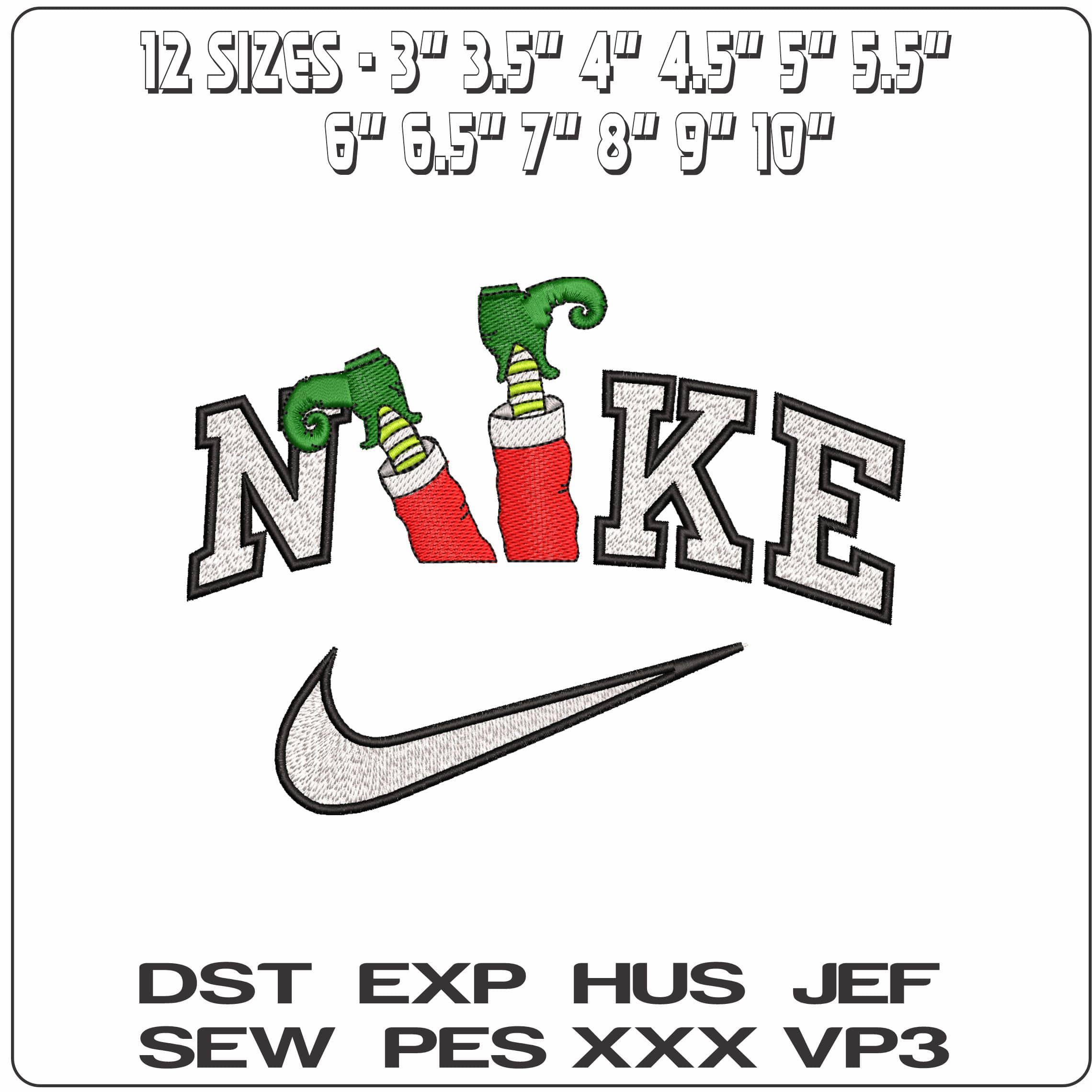 Nike Elf Legs going down- Elegant embroidery design file - instant download — view 2