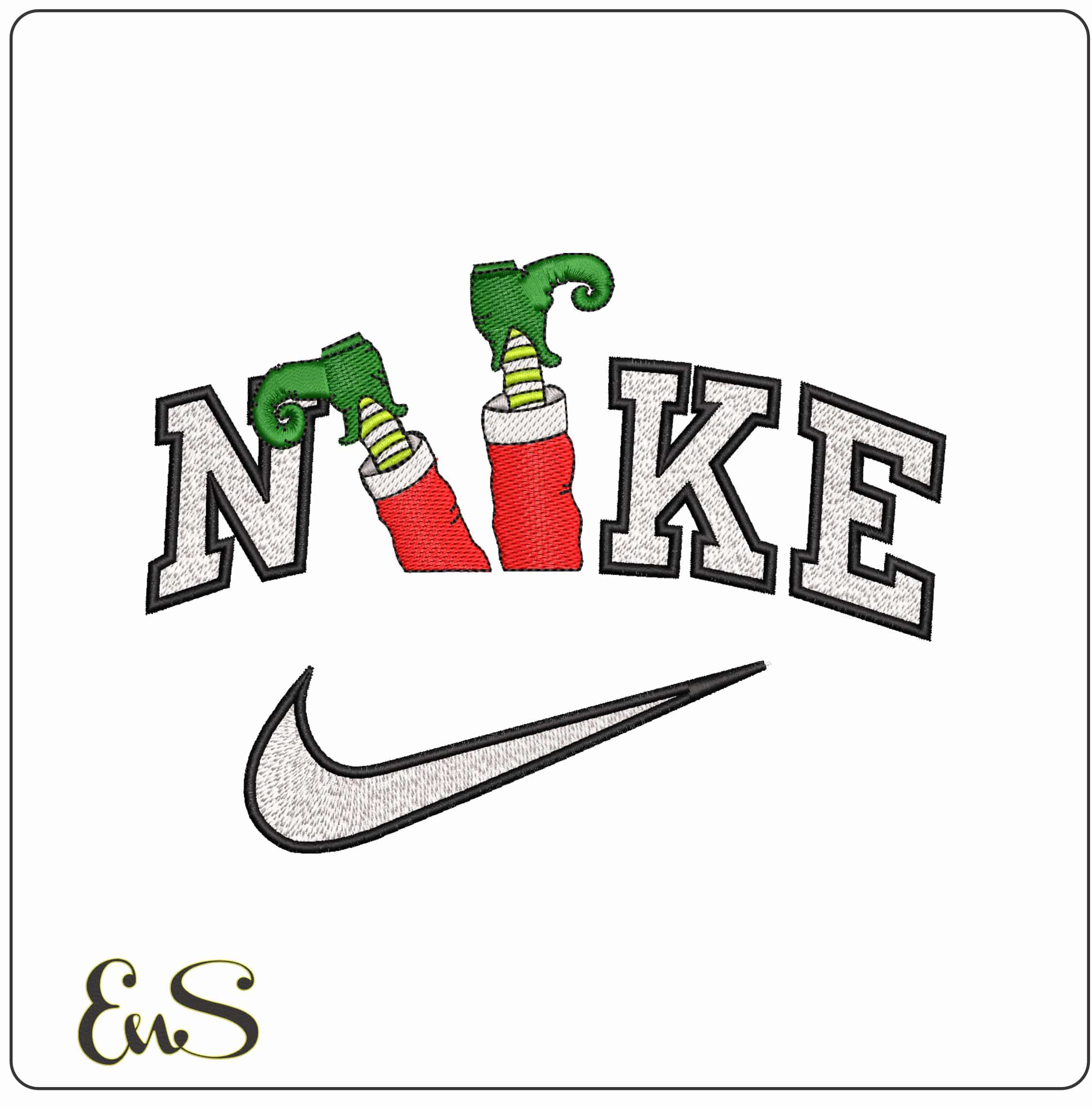 Nike Elf Legs going down- Elegant embroidery design file - instant download