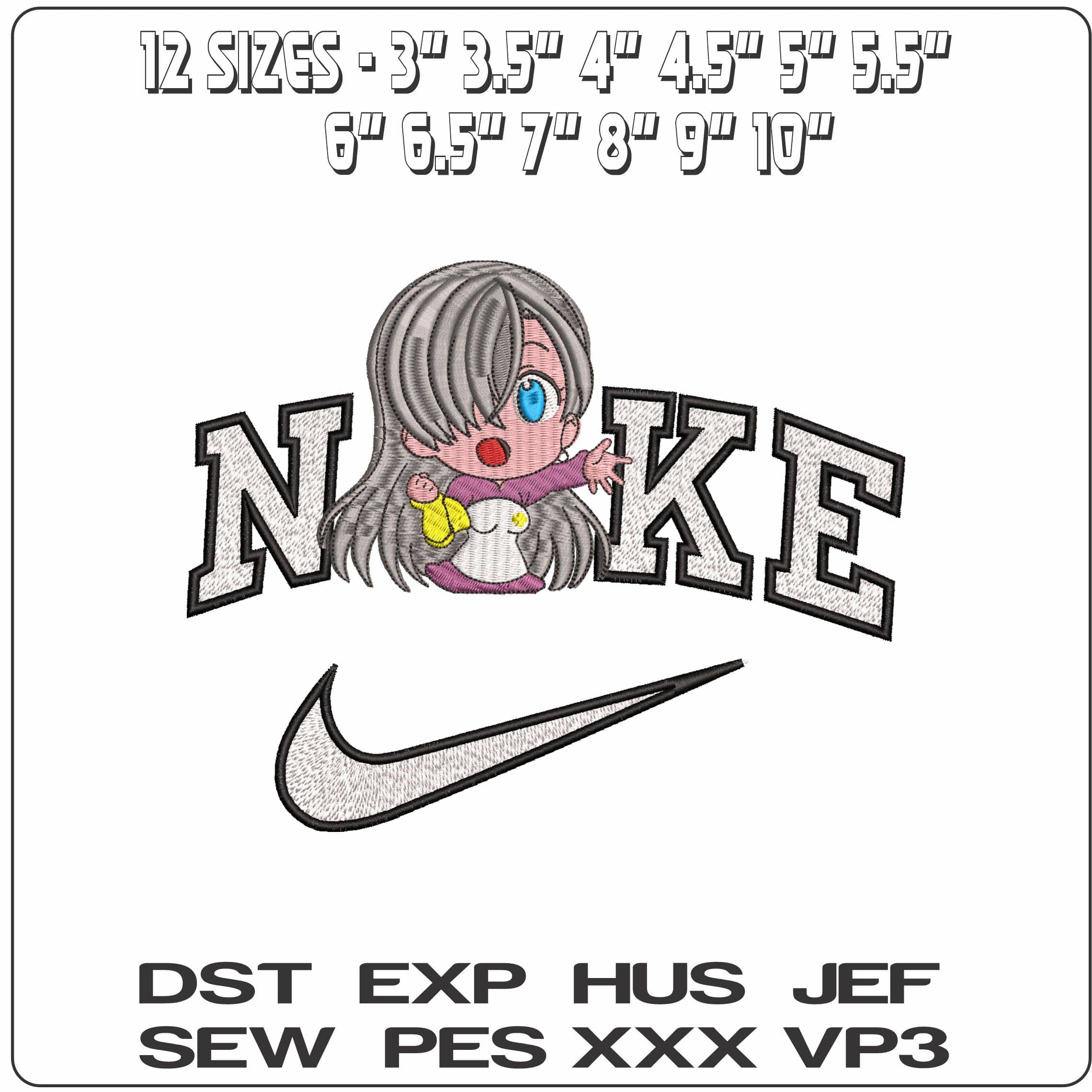 Nike Elizabeth Liones The Seven Deadly Sins Anime- Elegant embroidery design file - instant download — view 2