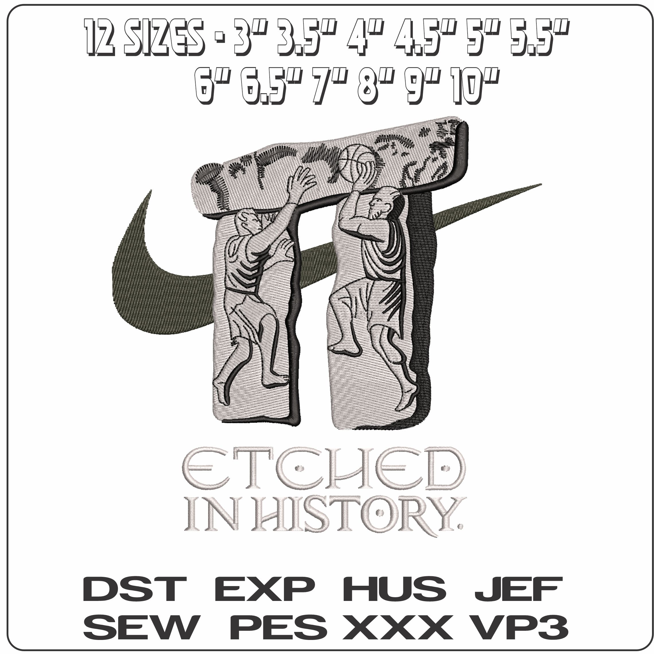 Nike Etched in History- Elegant embroidery design file - instant download — view 2