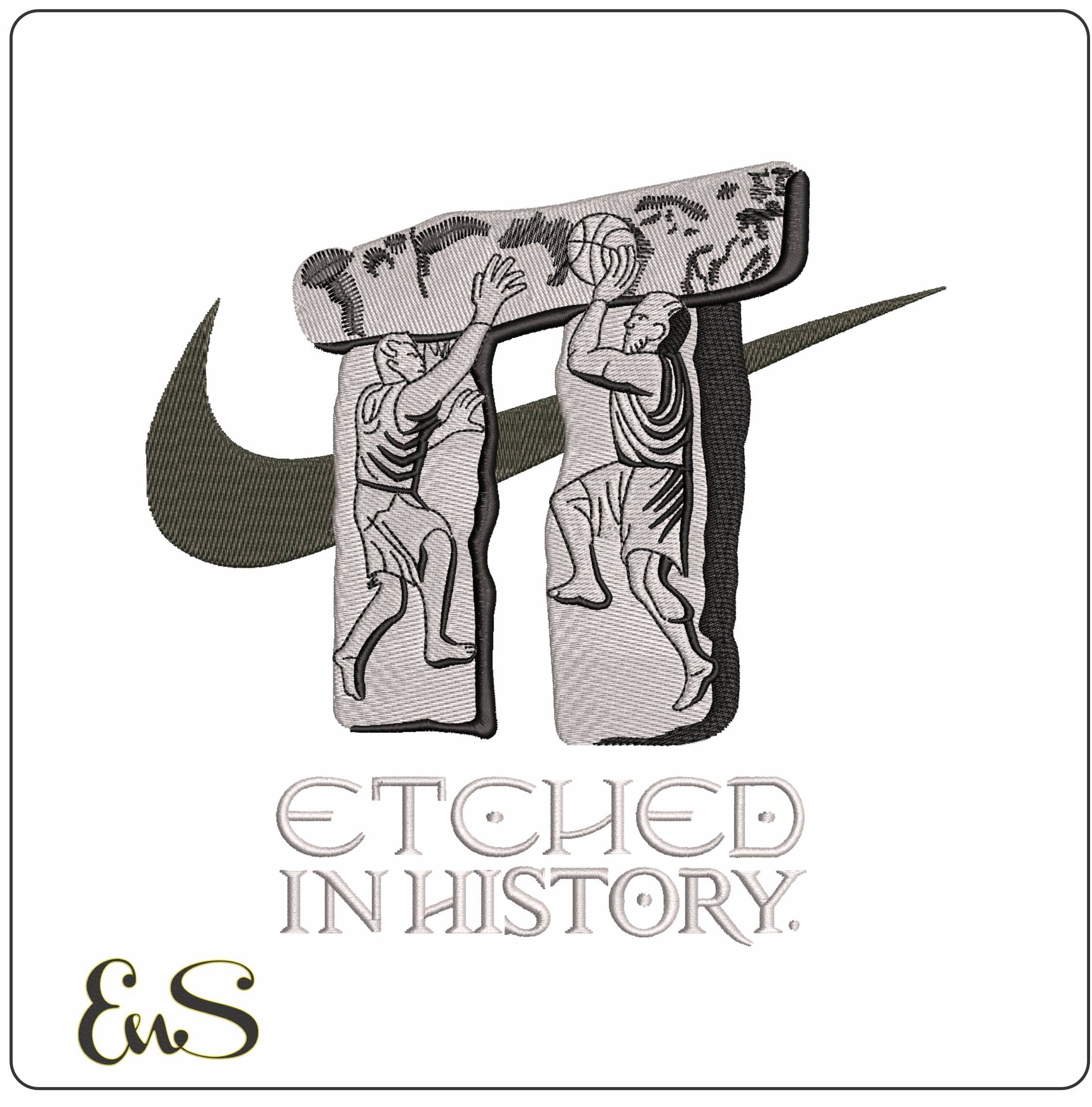 Nike Etched in History- Elegant embroidery design file - instant download