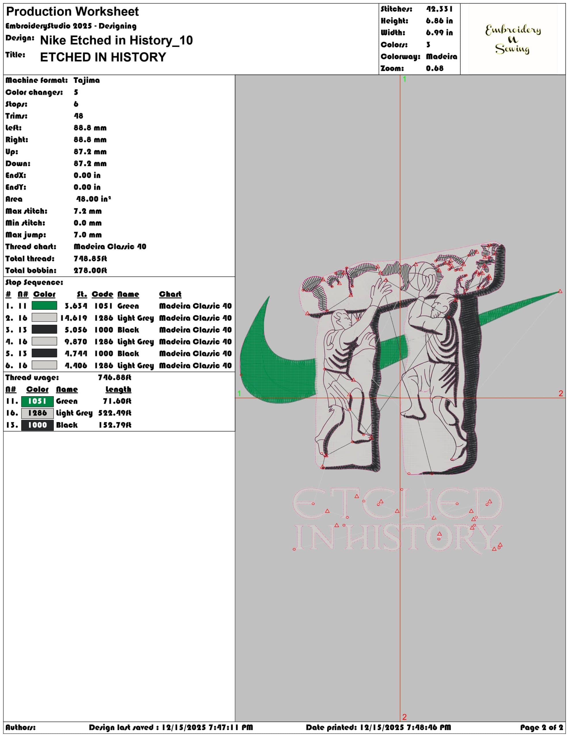 Nike Etched in History- Elegant embroidery design file - instant download — view 4