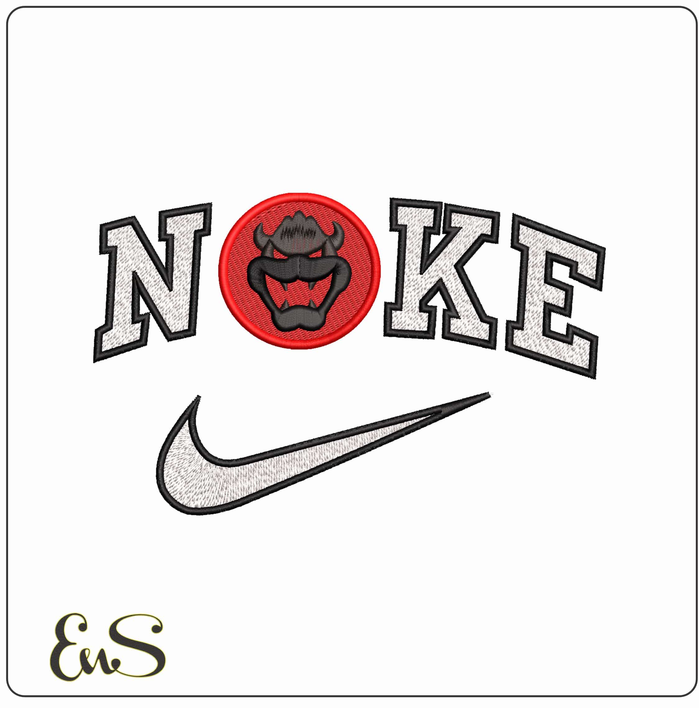 Nike Final Boss Super Mario- Elegant embroidery design file - instant download