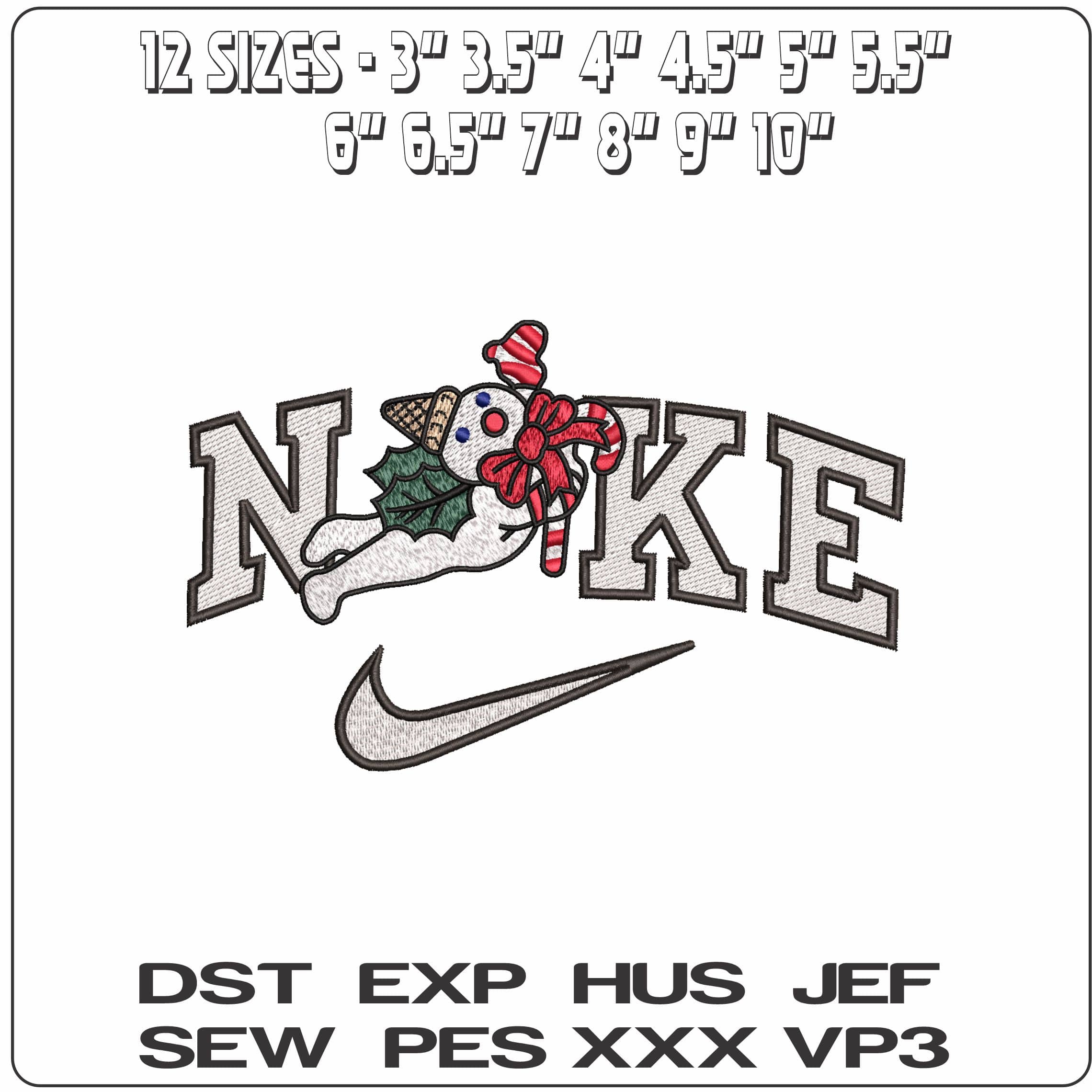 Nike Flying Snowman- Elegant embroidery design file - instant download — view 2