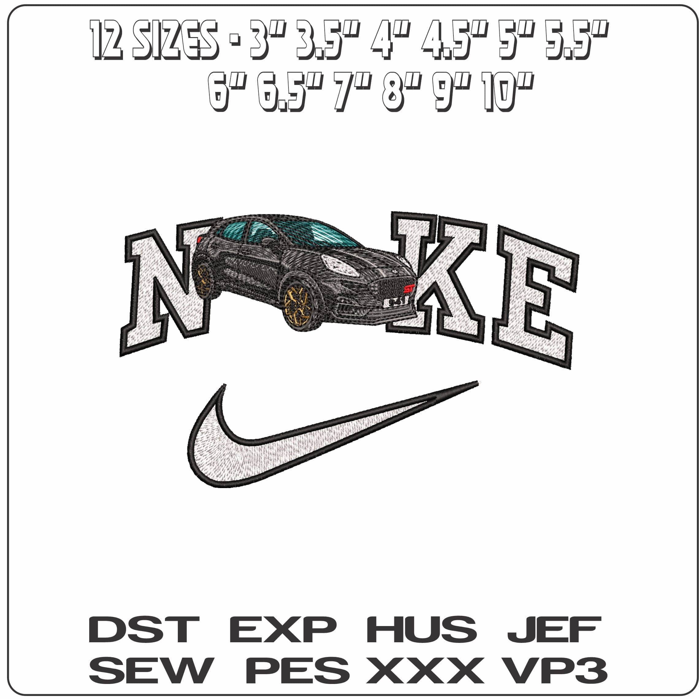 Nike Ford Puma ST Gold Edition- Elegant embroidery design file - instant download — view 2