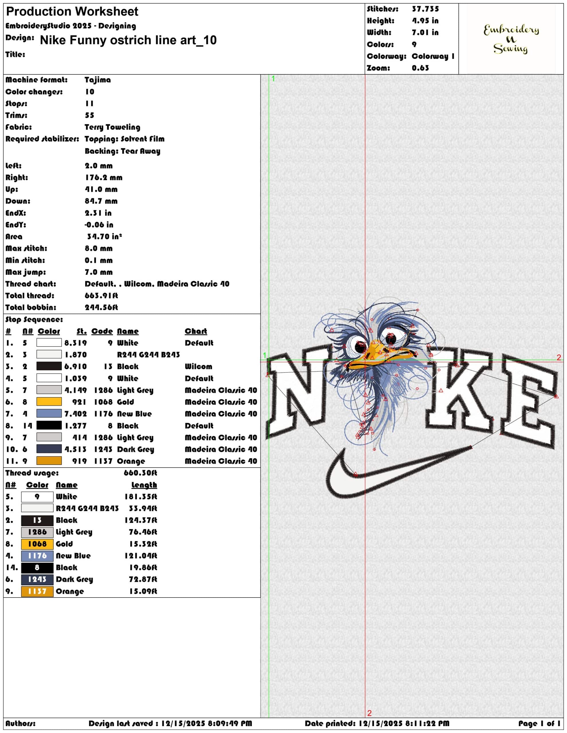 Nike Funny ostrich line art- Elegant embroidery design file - instant download — view 3
