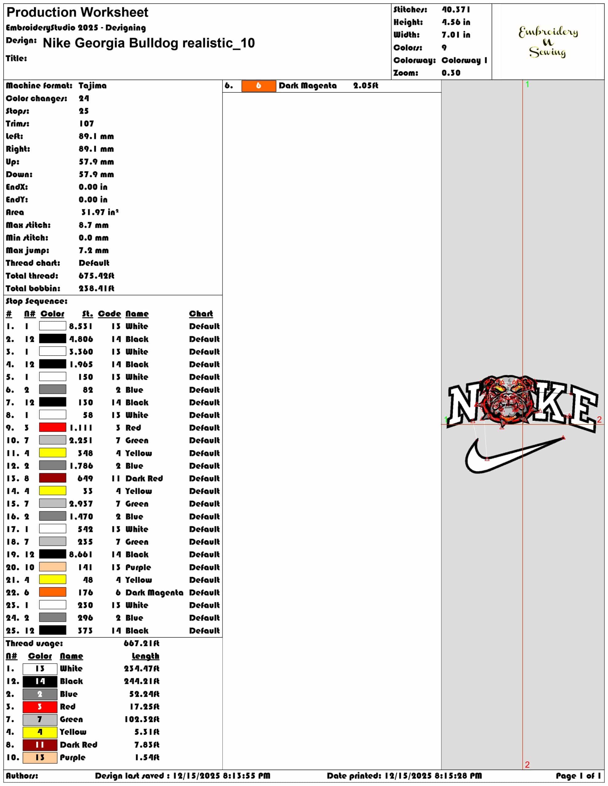 Nike Georgia Bulldog realistic- Elegant embroidery design file - instant download — view 3