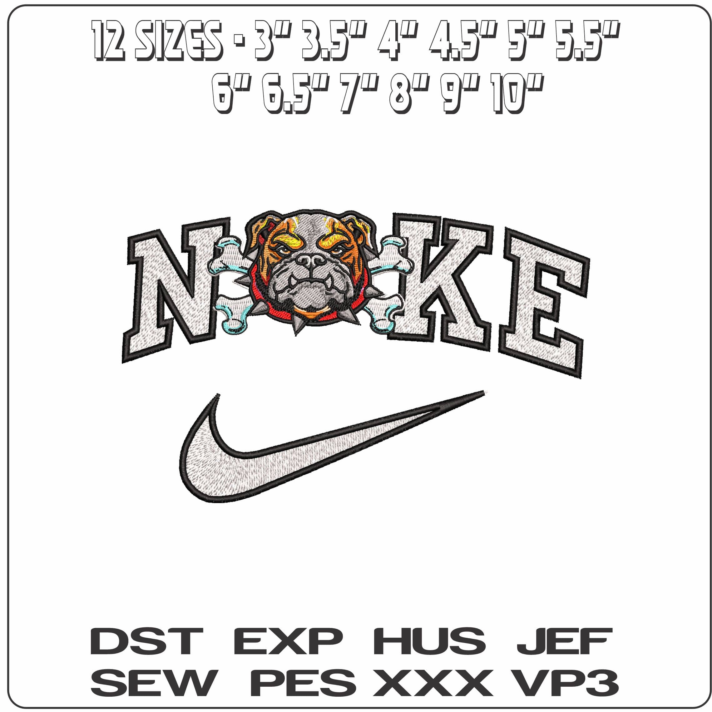 Nike Georgia Bulldog with Bones- Elegant embroidery design file - instant download — view 2