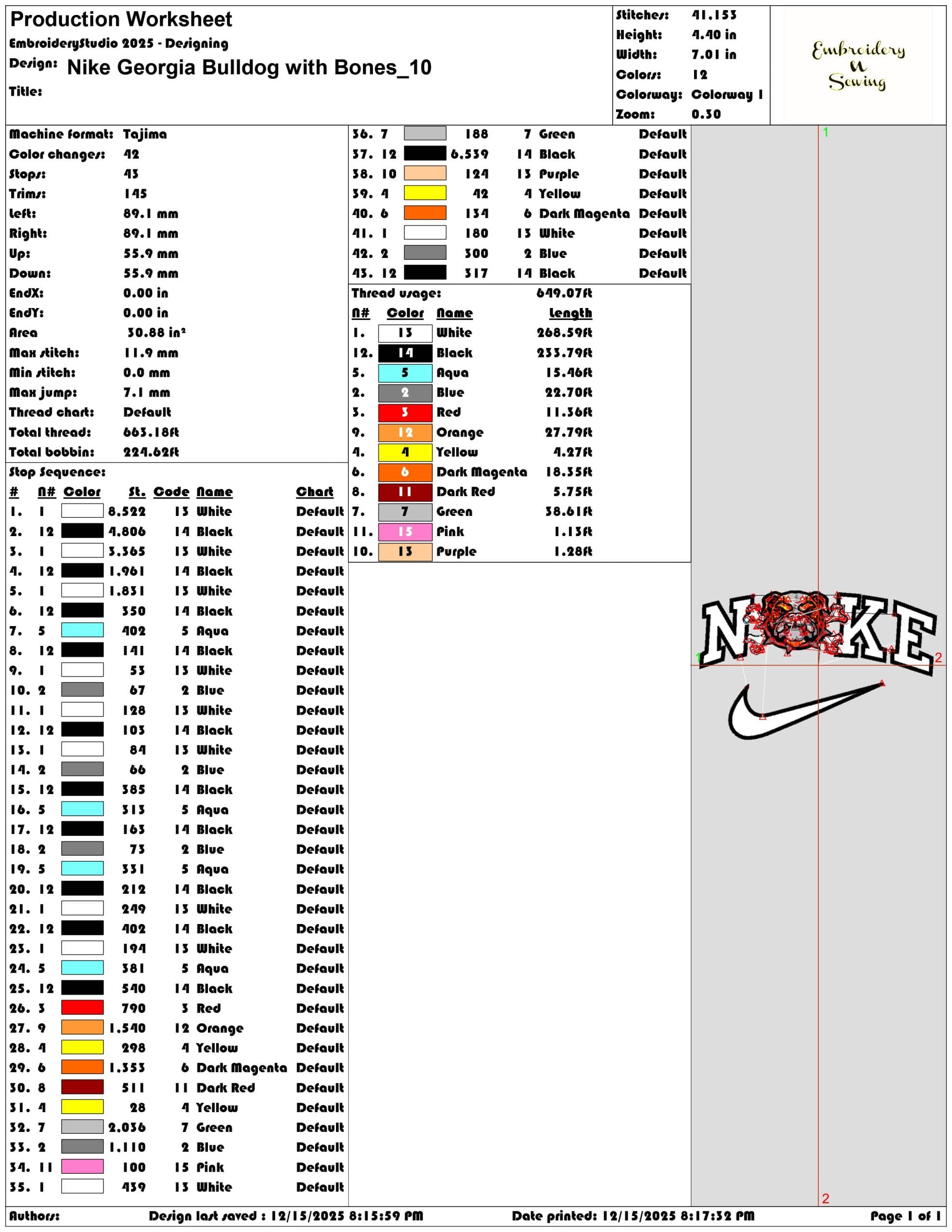 Nike Georgia Bulldog with Bones- Elegant embroidery design file - instant download — view 3