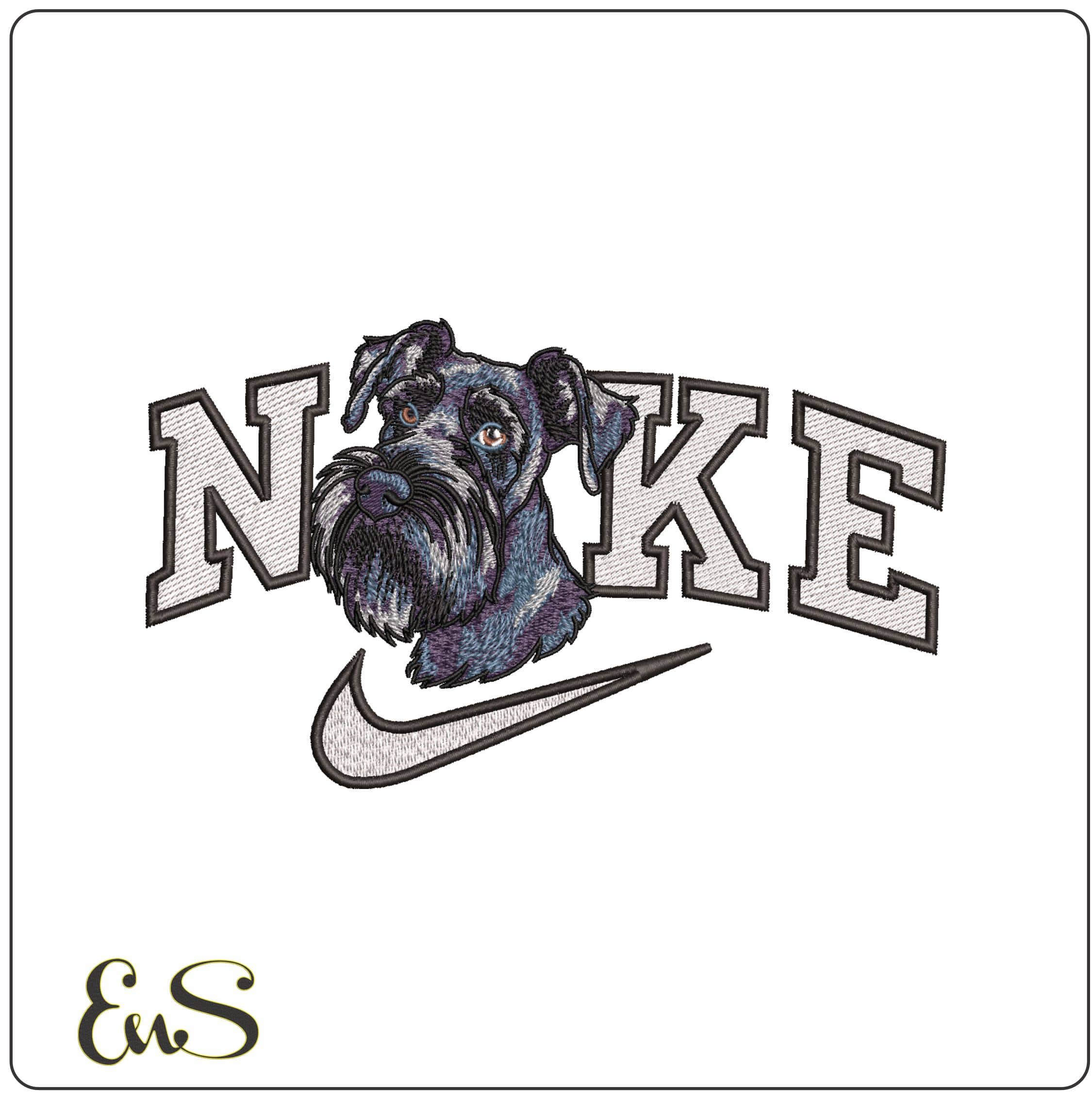 Nike German Schnauzer Dog Head- Elegant embroidery design file - instant download