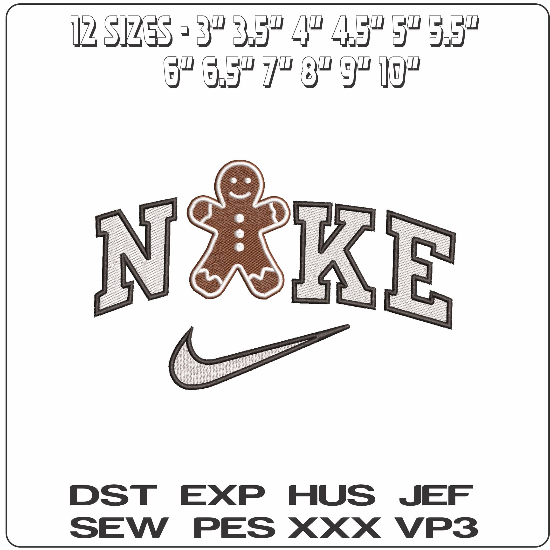 Nike Gingerbread Man- Elegant embroidery design file - instant download — view 2