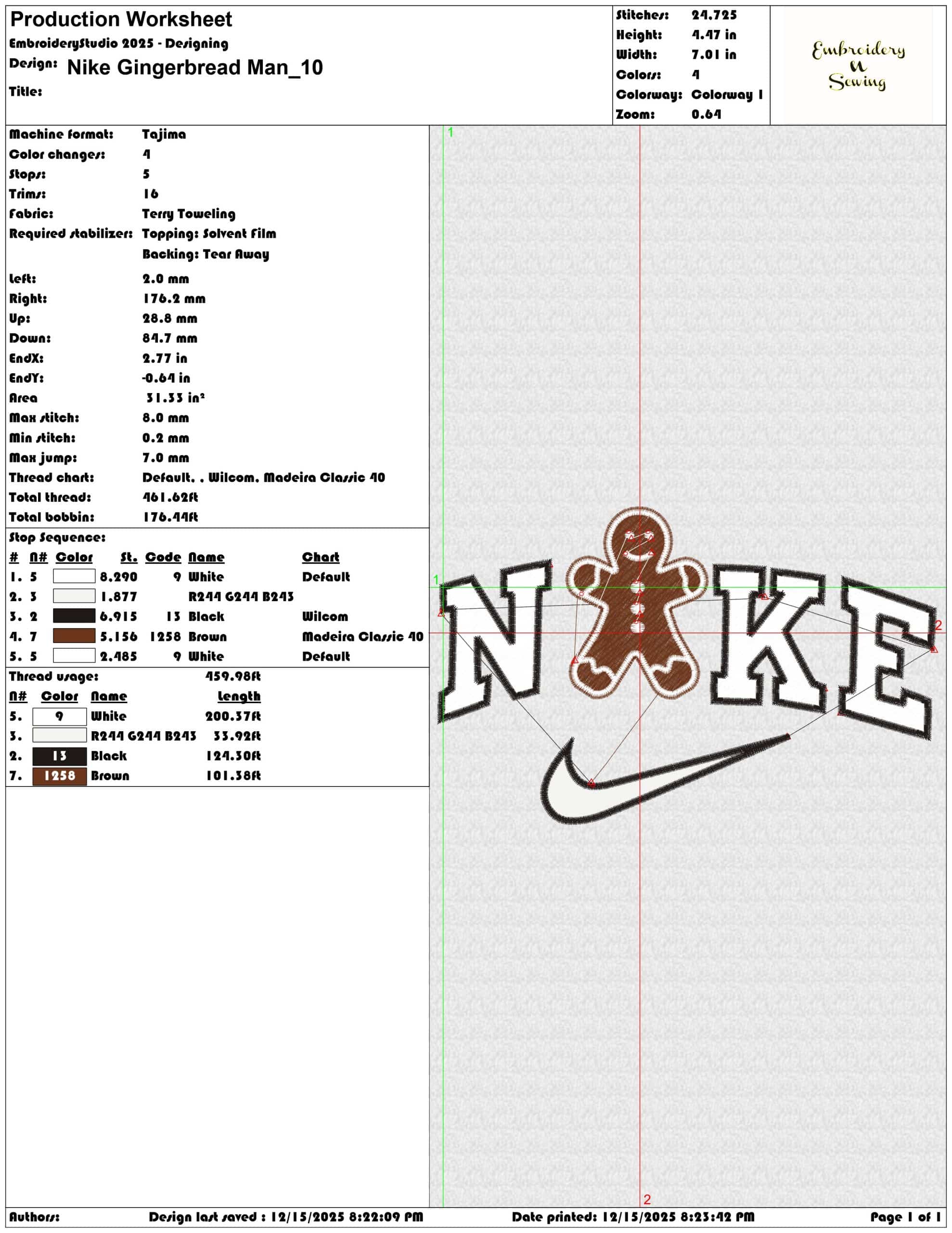 Nike Gingerbread Man- Elegant embroidery design file - instant download — view 3