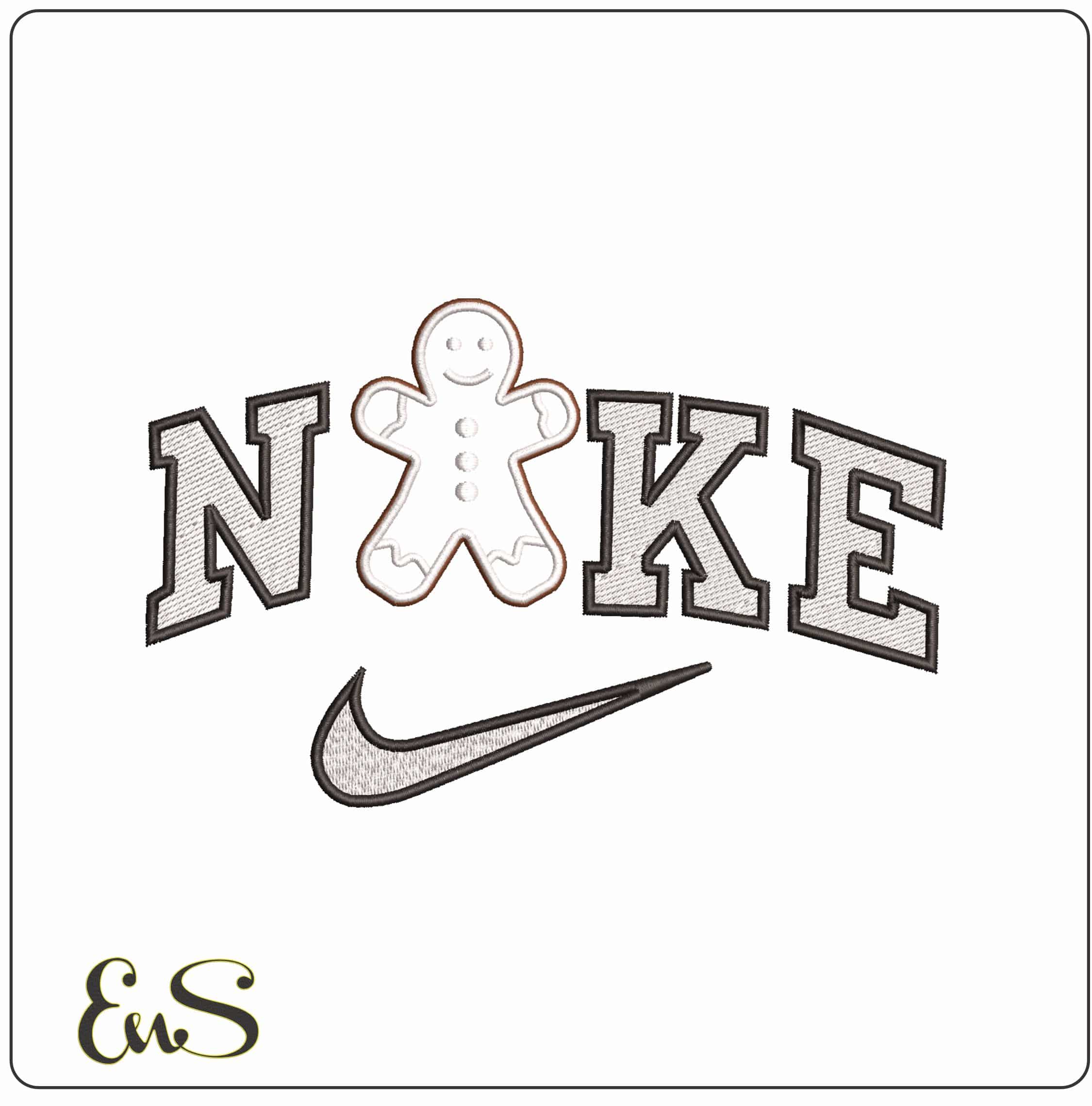 Nike Gingerbread Man Outline- Elegant embroidery design file - instant download