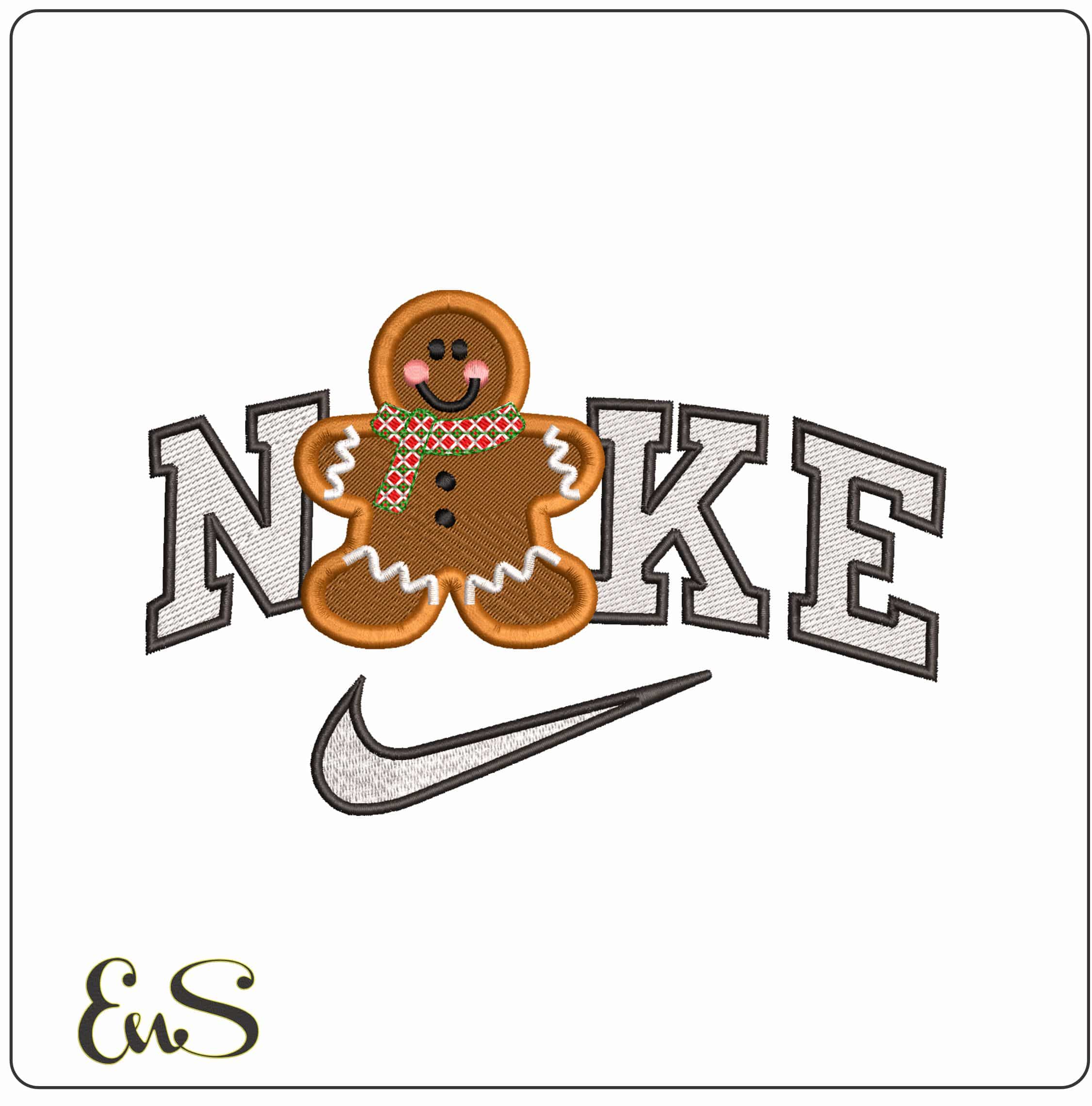 Nike Gingerbread Woman- Elegant embroidery design file - instant download