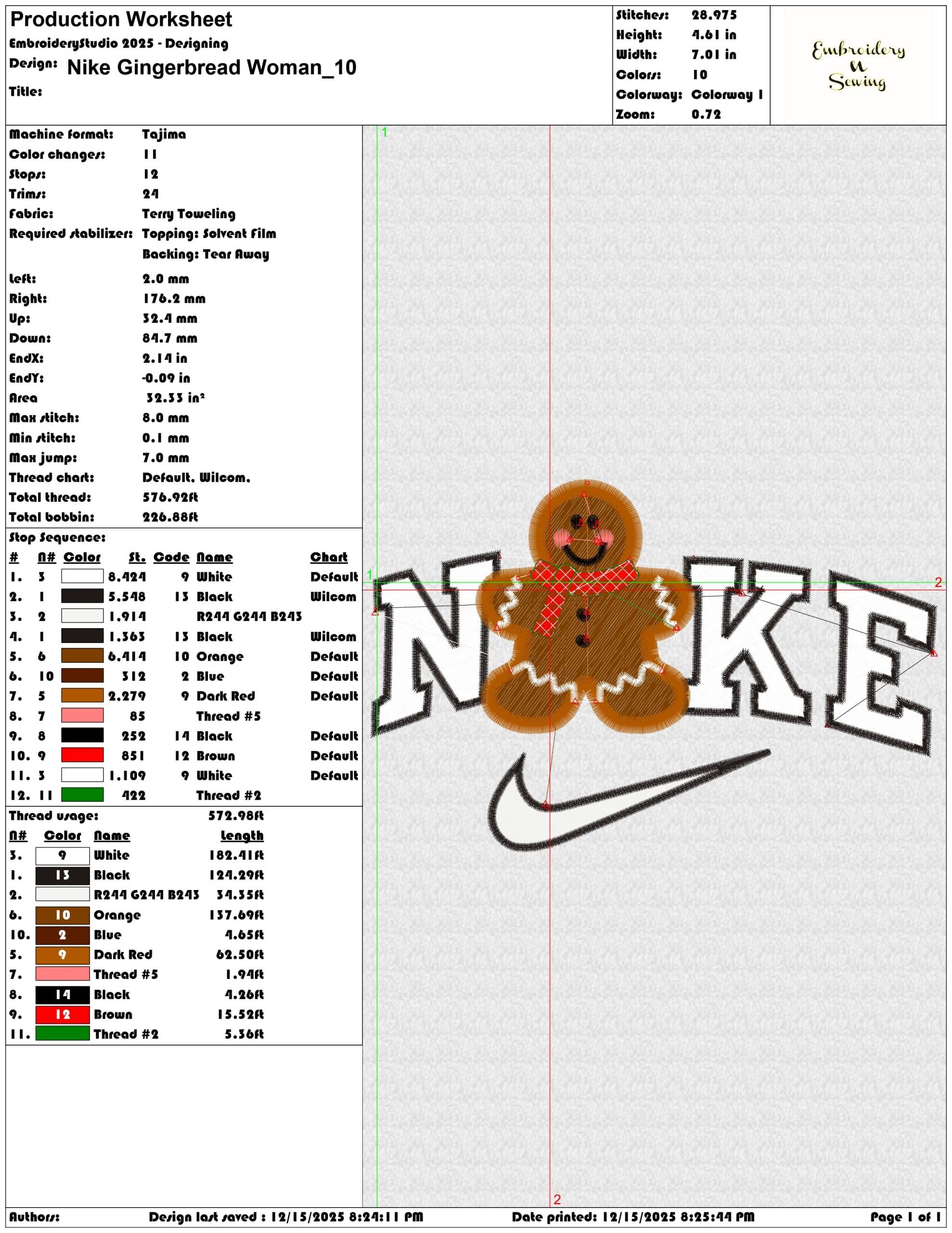 Nike Gingerbread Woman- Elegant embroidery design file - instant download — view 3