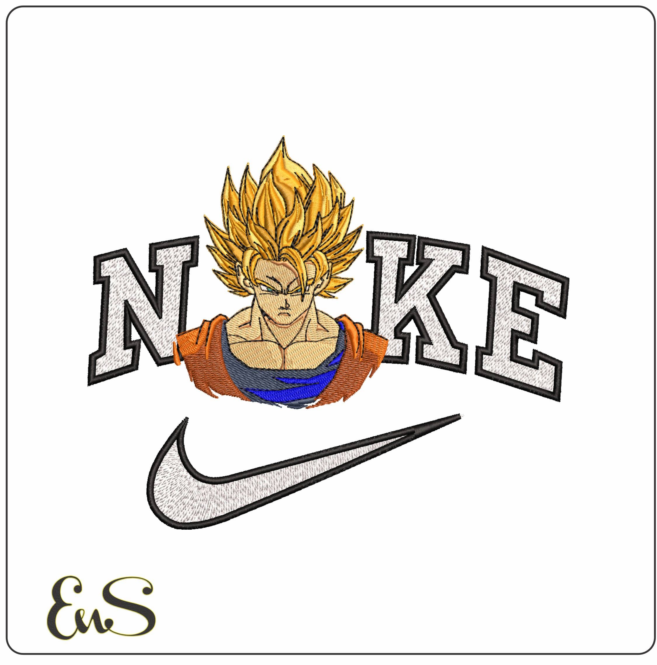Nike Goku Head Anime- Elegant embroidery design file - instant download